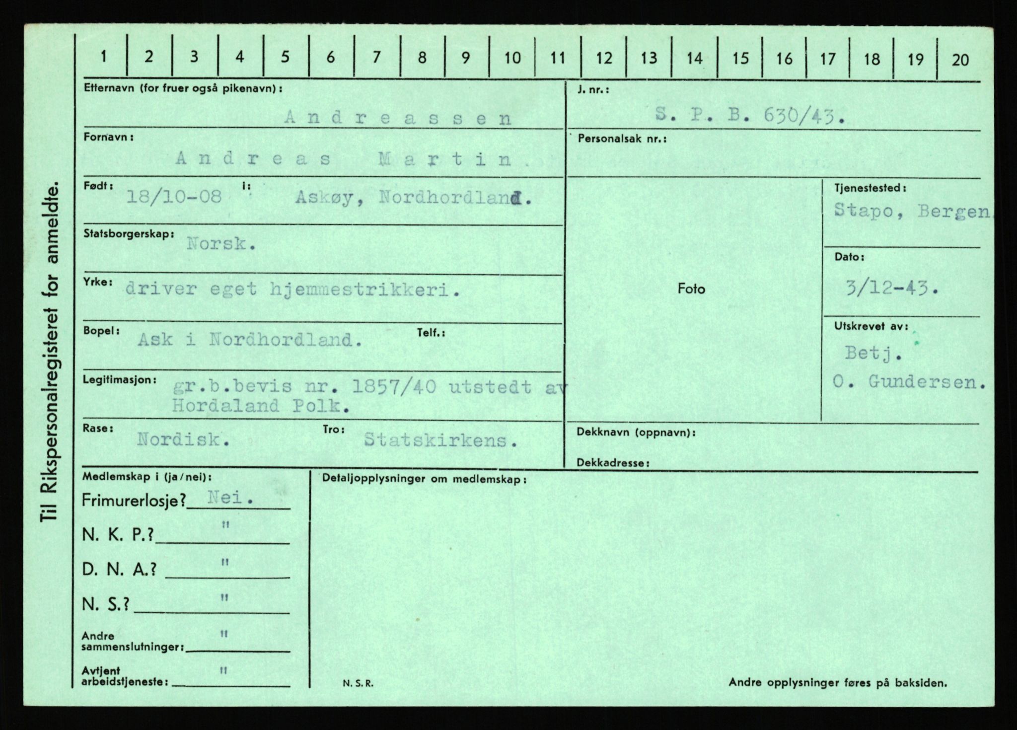 Statspolitiet - Hovedkontoret / Osloavdelingen, AV/RA-S-1329/C/Ca/L0001: Aabakken - Armann, 1943-1945, p. 3713