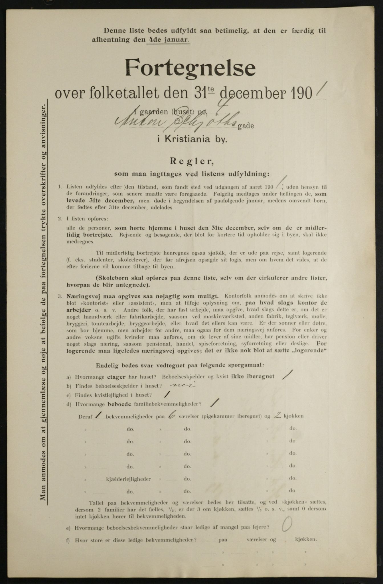 OBA, Municipal Census 1901 for Kristiania, 1901, p. 305