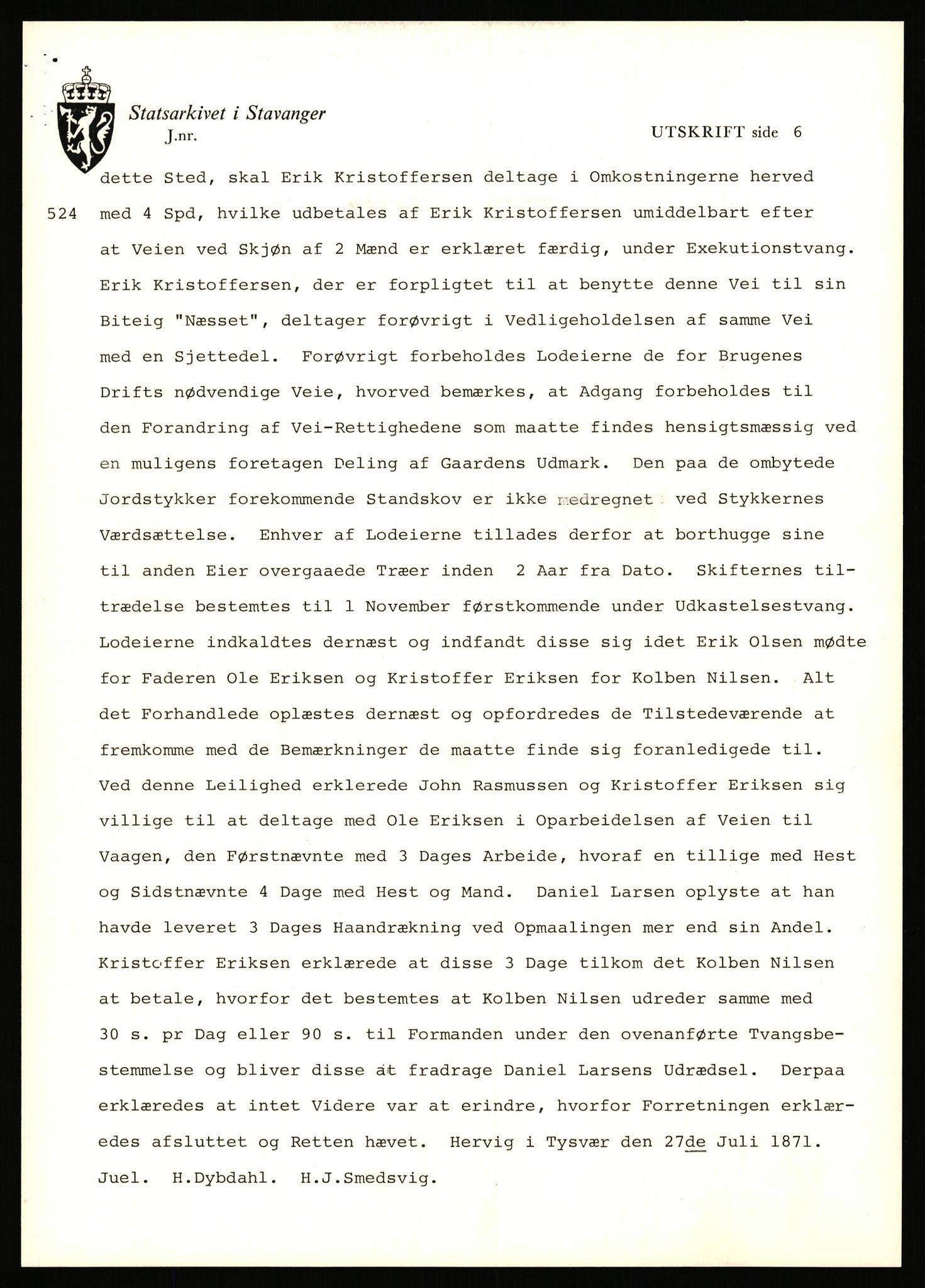 Statsarkivet i Stavanger, AV/SAST-A-101971/03/Y/Yj/L0036: Avskrifter sortert etter gårdsnavn: Hervik - Hetland i Høyland, 1750-1930, p. 56