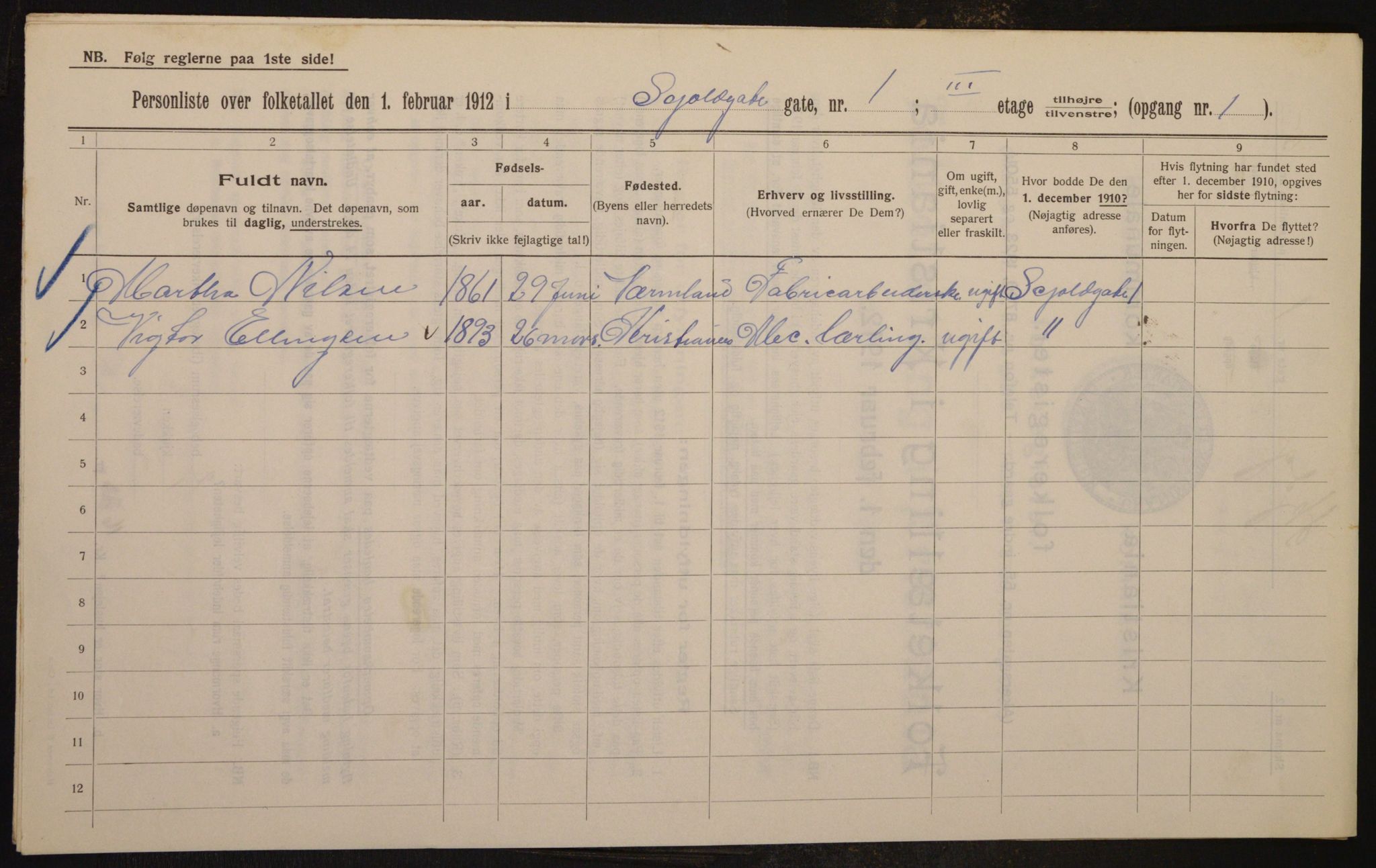 OBA, Municipal Census 1912 for Kristiania, 1912, p. 96458