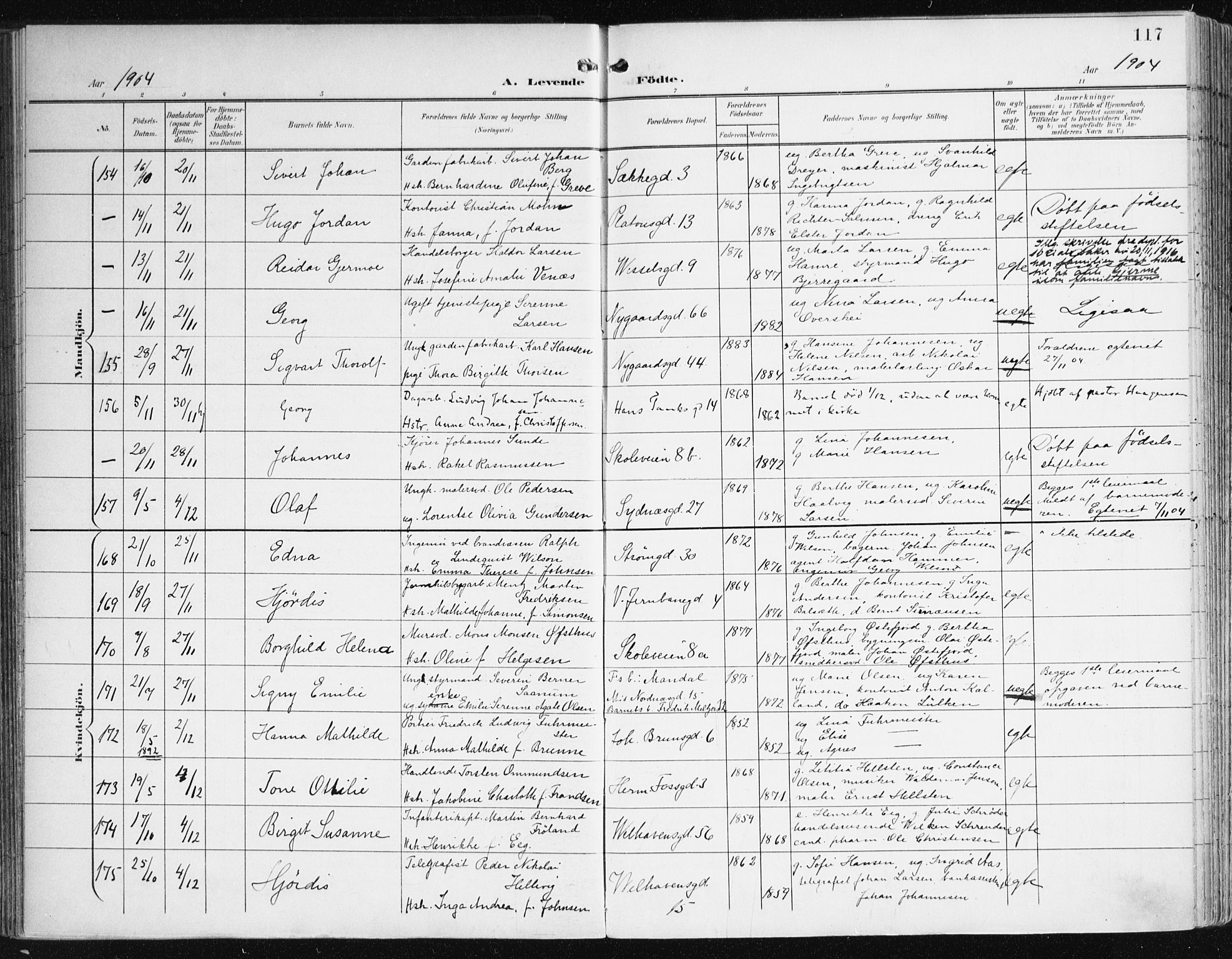 Johanneskirken sokneprestembete, AV/SAB-A-76001/H/Haa/L0002: Parish register (official) no. A 2, 1900-1912, p. 117