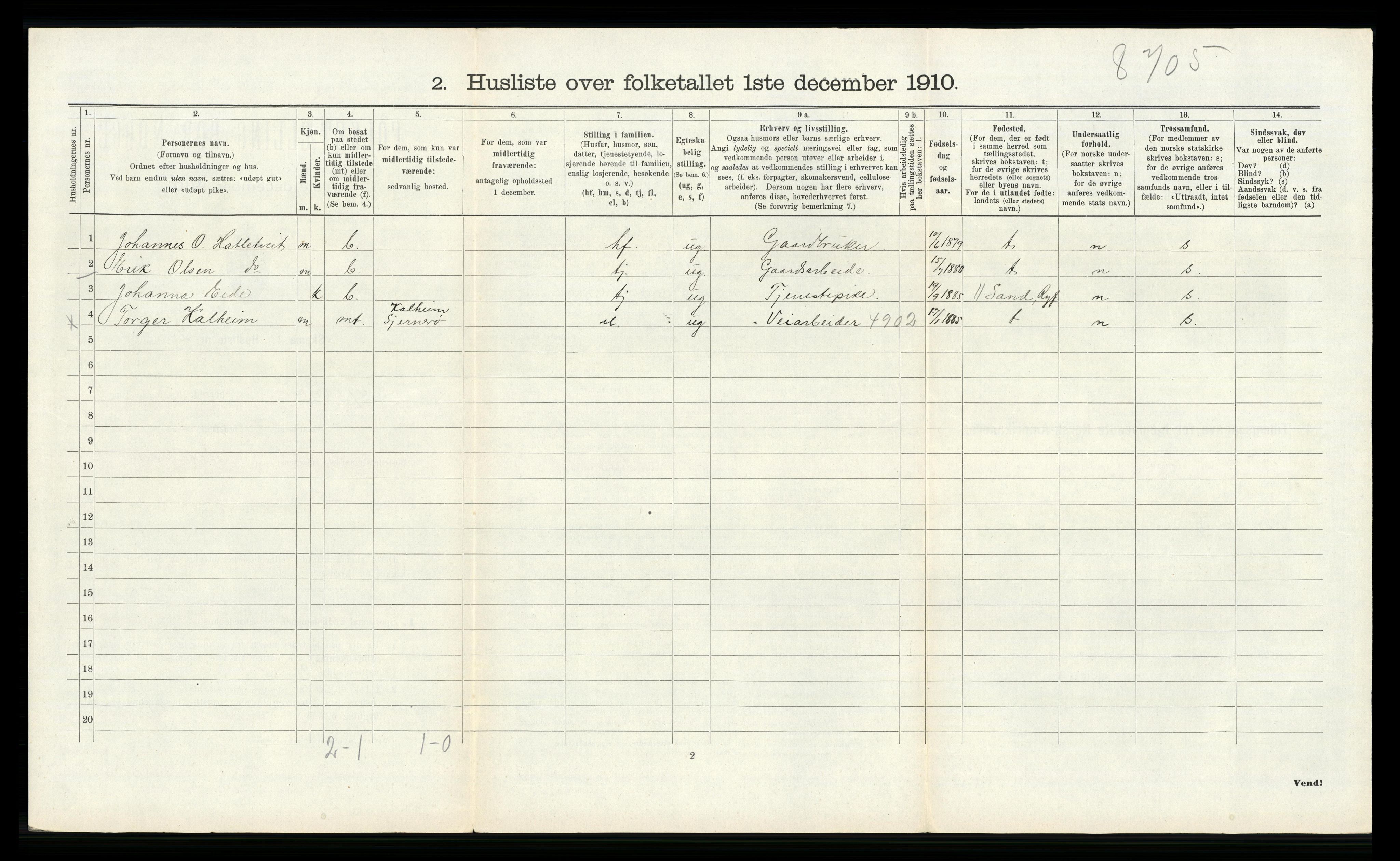 RA, 1910 census for Sjernarøy, 1910, p. 236