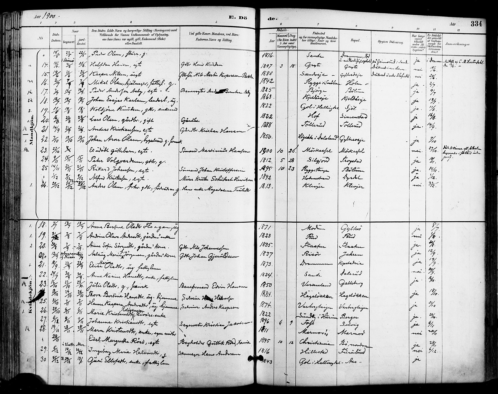 Sande Kirkebøker, SAKO/A-53/F/Fa/L0007: Parish register (official) no. 7, 1888-1903, p. 334