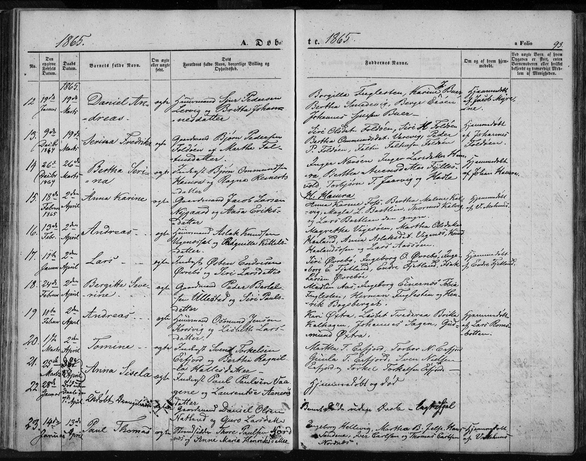 Jelsa sokneprestkontor, AV/SAST-A-101842/01/IV: Parish register (official) no. A 7, 1854-1866, p. 93