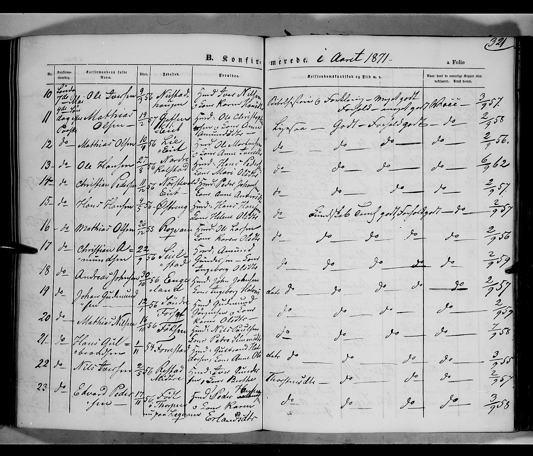 Gausdal prestekontor, AV/SAH-PREST-090/H/Ha/Haa/L0009: Parish register (official) no. 9, 1862-1873, p. 321