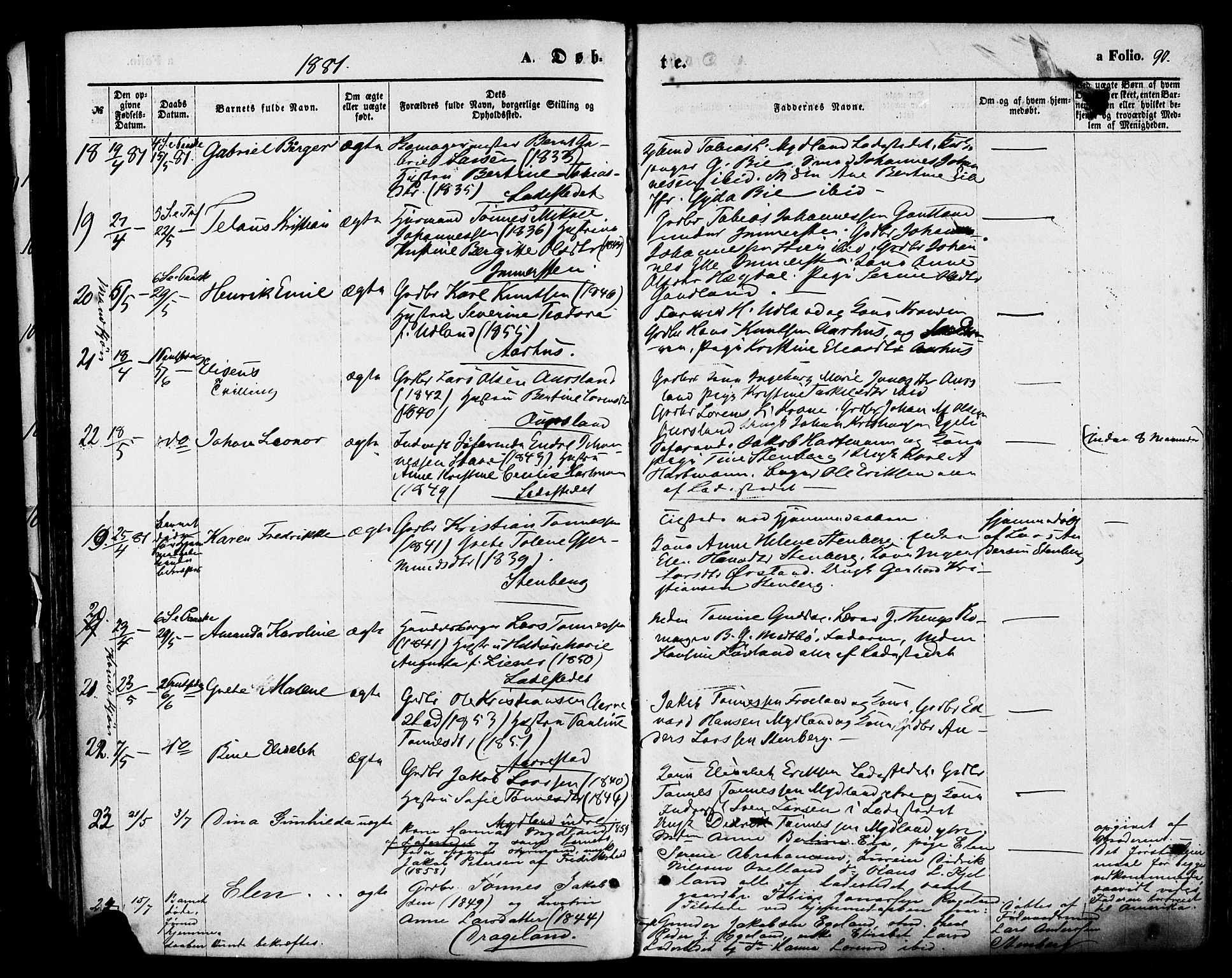 Sokndal sokneprestkontor, AV/SAST-A-101808: Parish register (official) no. A 10, 1874-1886, p. 90