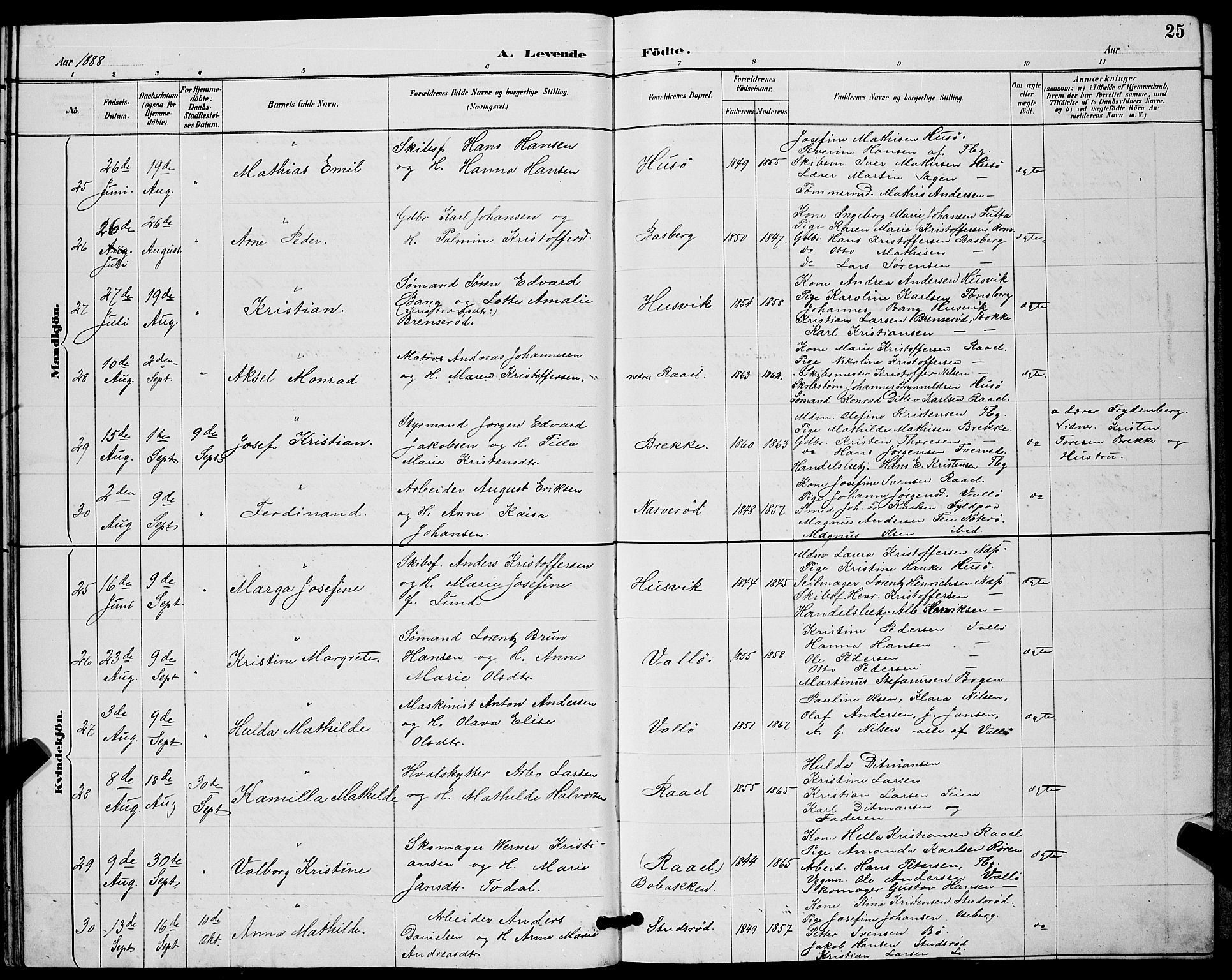 Sem kirkebøker, AV/SAKO-A-5/G/Gb/L0002: Parish register (copy) no. II 2, 1886-1899, p. 25