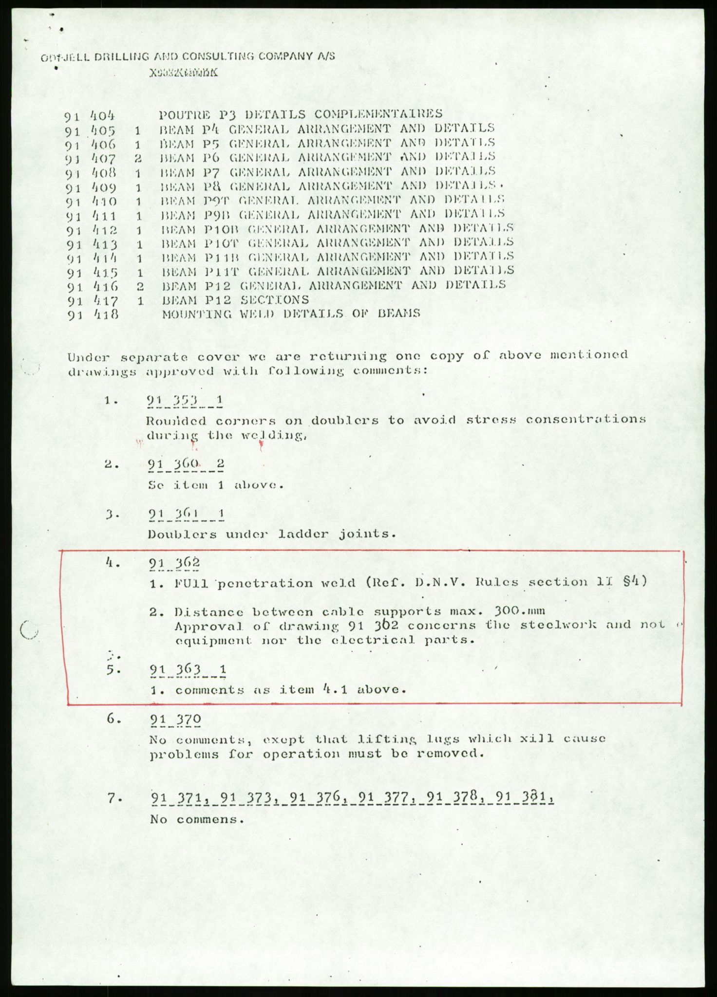 Justisdepartementet, Granskningskommisjonen ved Alexander Kielland-ulykken 27.3.1980, AV/RA-S-1165/D/L0023: Æ Øvrige Pentagone-rigger (Doku.liste + Æ1-Æ2, Æ4 av 4  - Æ3 mangler)/ ALK - SINTEF-undersøkelse av bruddflater og materialer (STF01 F80008), 1980-1981, p. 7