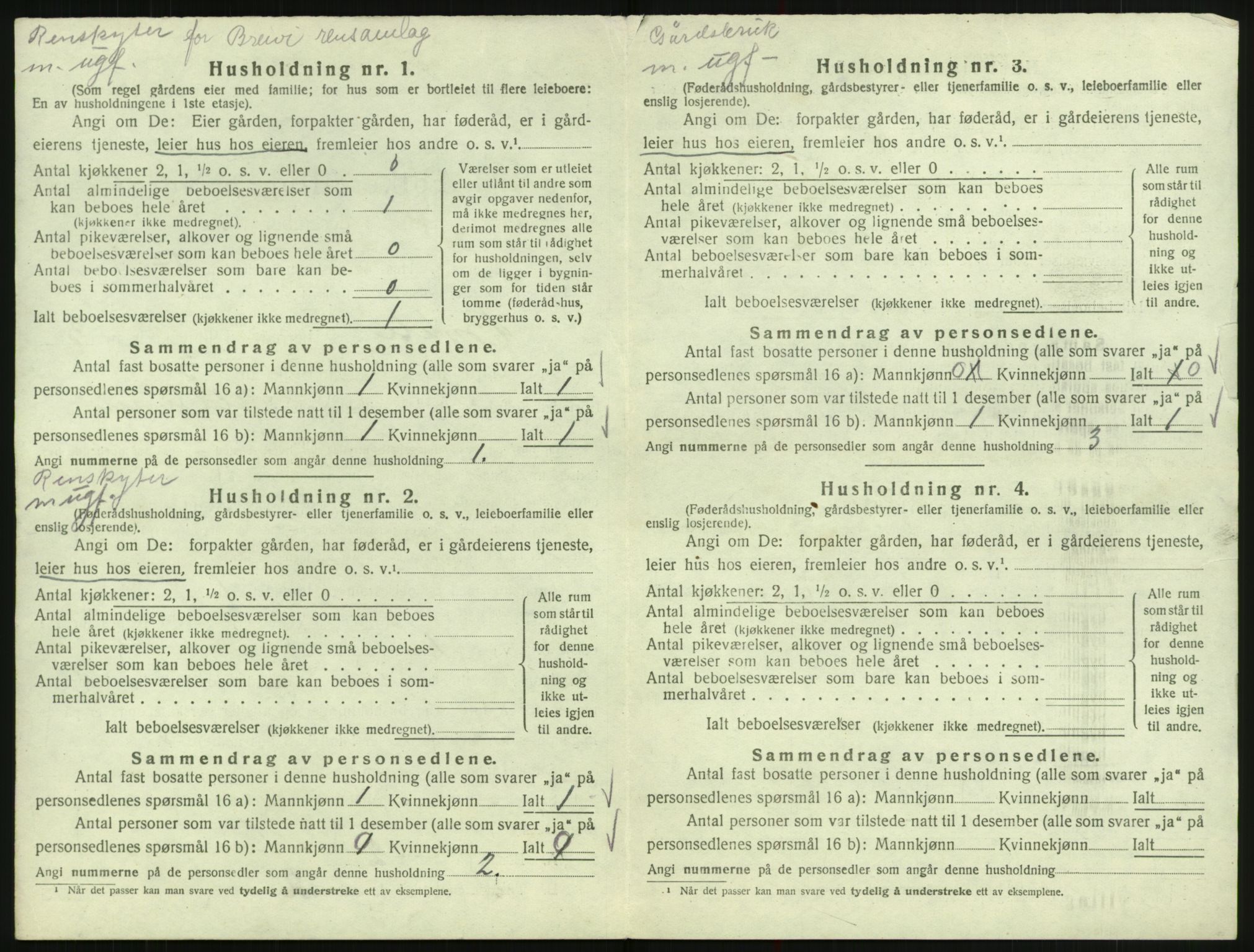 SAK, 1920 census for Bykle, 1920, p. 216