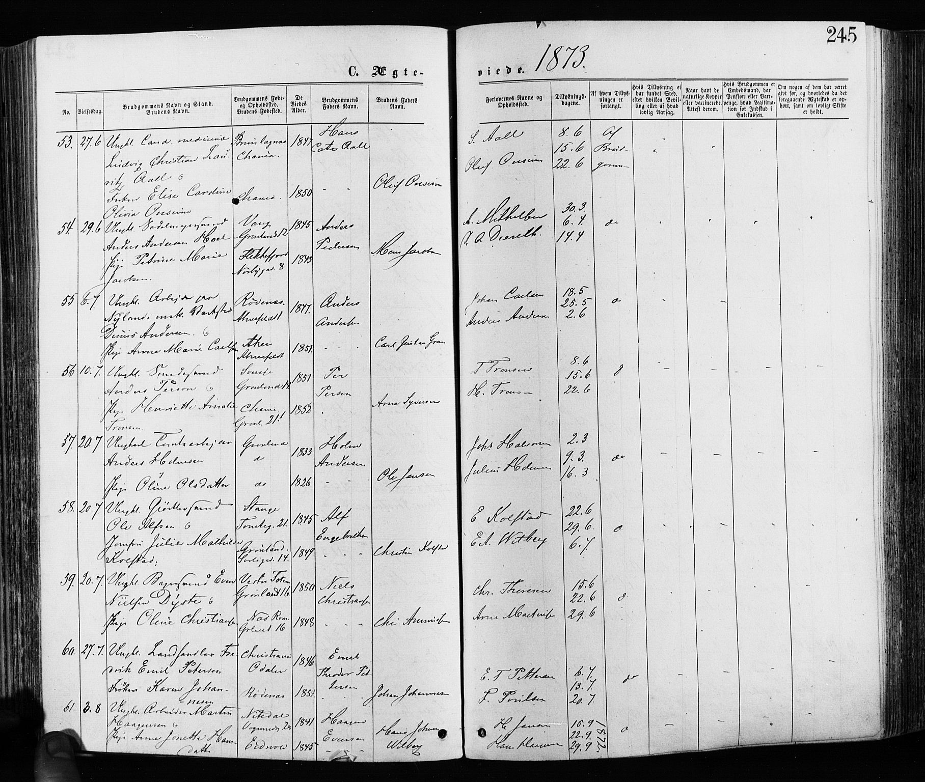 Grønland prestekontor Kirkebøker, SAO/A-10848/F/Fa/L0005: Parish register (official) no. 5, 1869-1880, p. 245