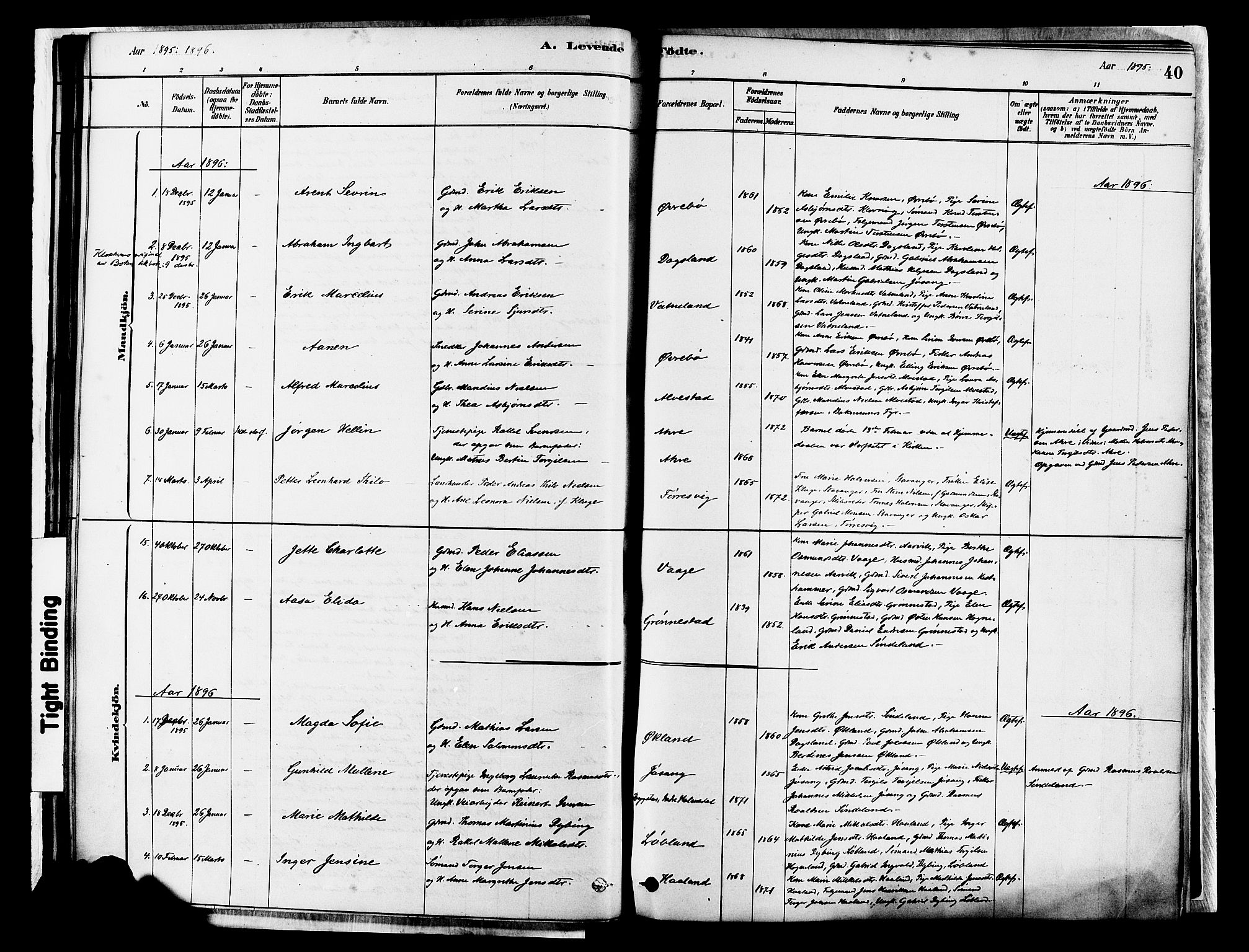 Tysvær sokneprestkontor, SAST/A -101864/H/Ha/Haa/L0007: Parish register (official) no. A 7, 1878-1897, p. 40