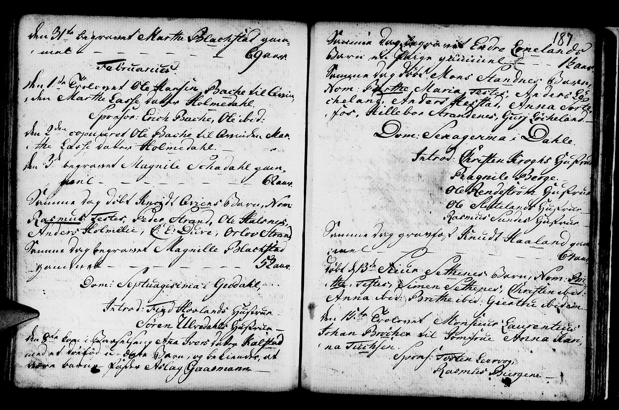 Fjaler sokneprestembete, AV/SAB-A-79801/H/Haa/Haaa/L0001: Parish register (official) no. A 1, 1755-1778, p. 187