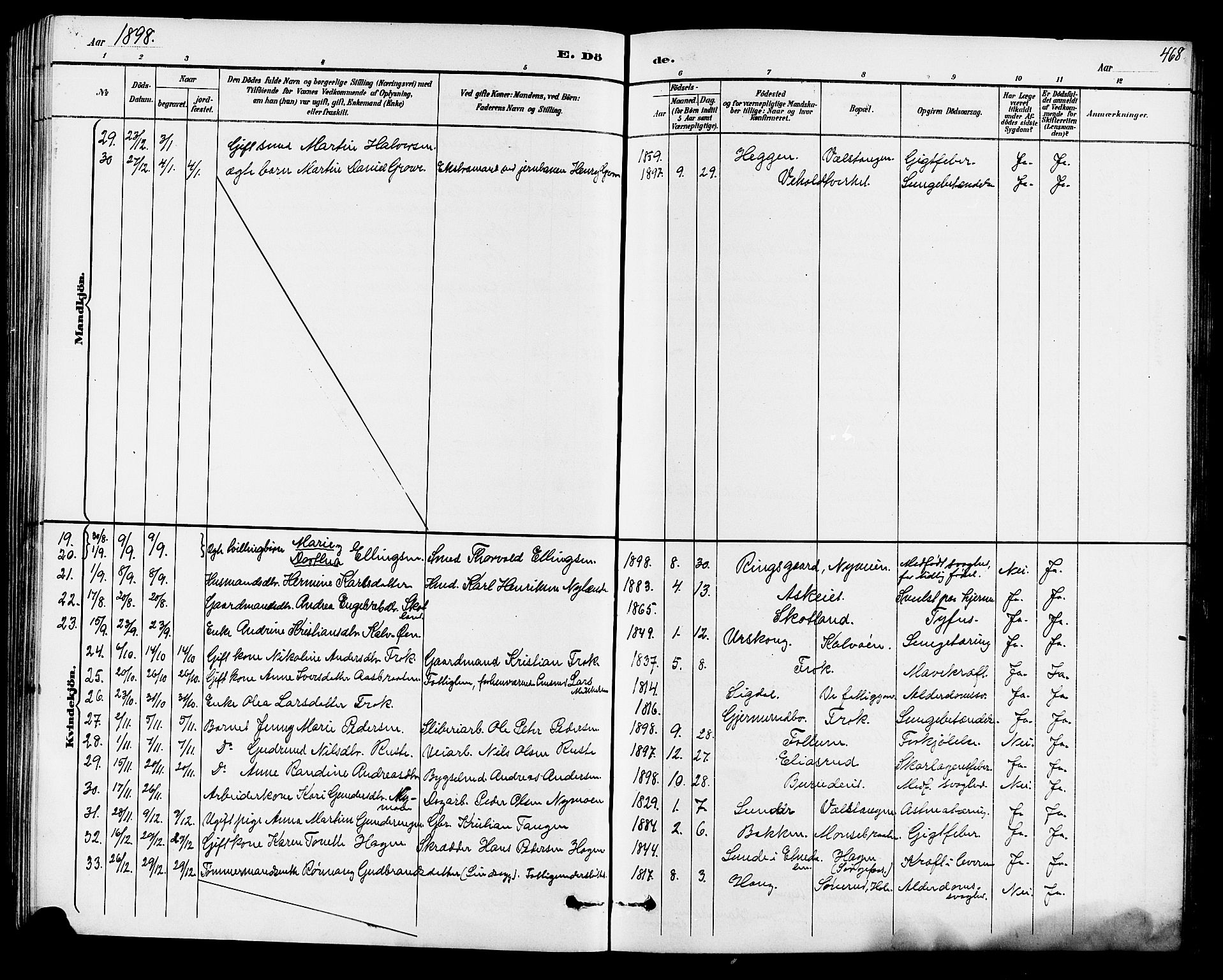 Norderhov kirkebøker, AV/SAKO-A-237/G/Ga/L0008: Parish register (copy) no. I 8, 1887-1912, p. 468