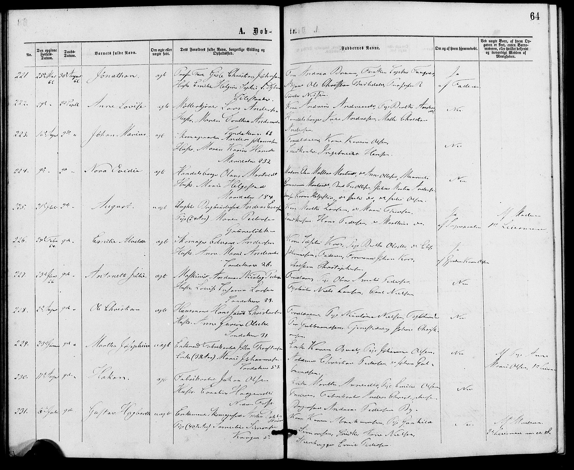 Gamle Aker prestekontor Kirkebøker, SAO/A-10617a/G/L0002: Parish register (copy) no. 2, 1864-1869, p. 64