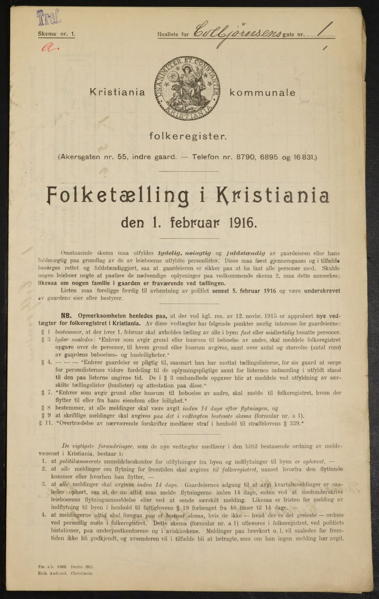 OBA, Municipal Census 1916 for Kristiania, 1916, p. 12939