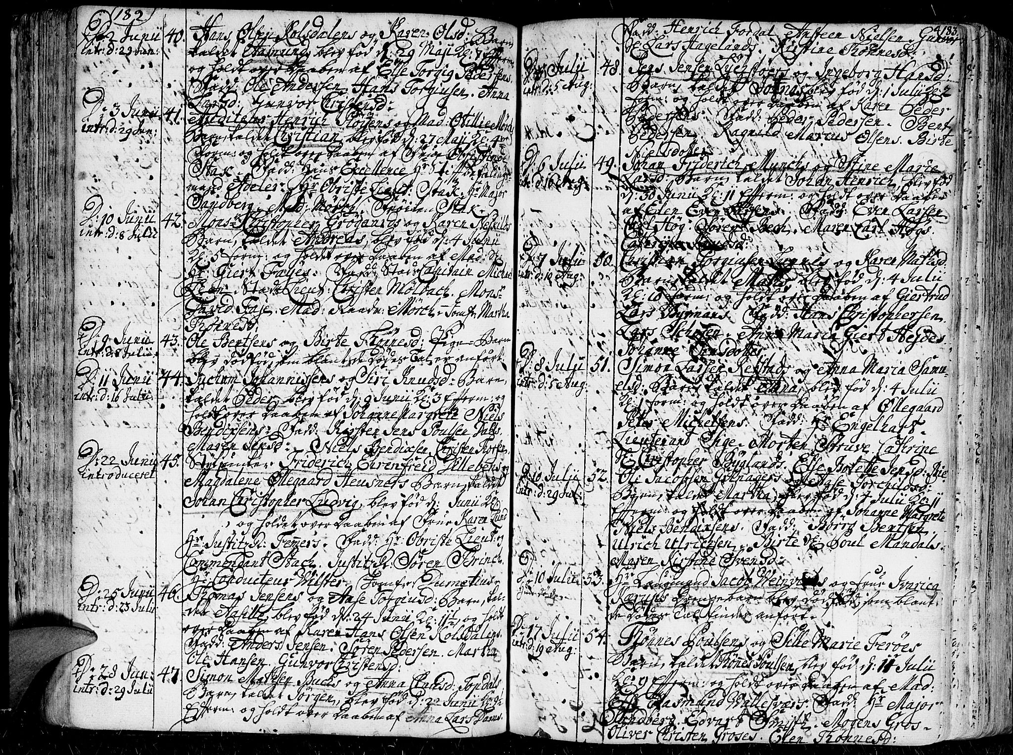 Kristiansand domprosti, AV/SAK-1112-0006/F/Fa/L0001: Parish register (official) no. A 1, 1734-1793, p. 182-183