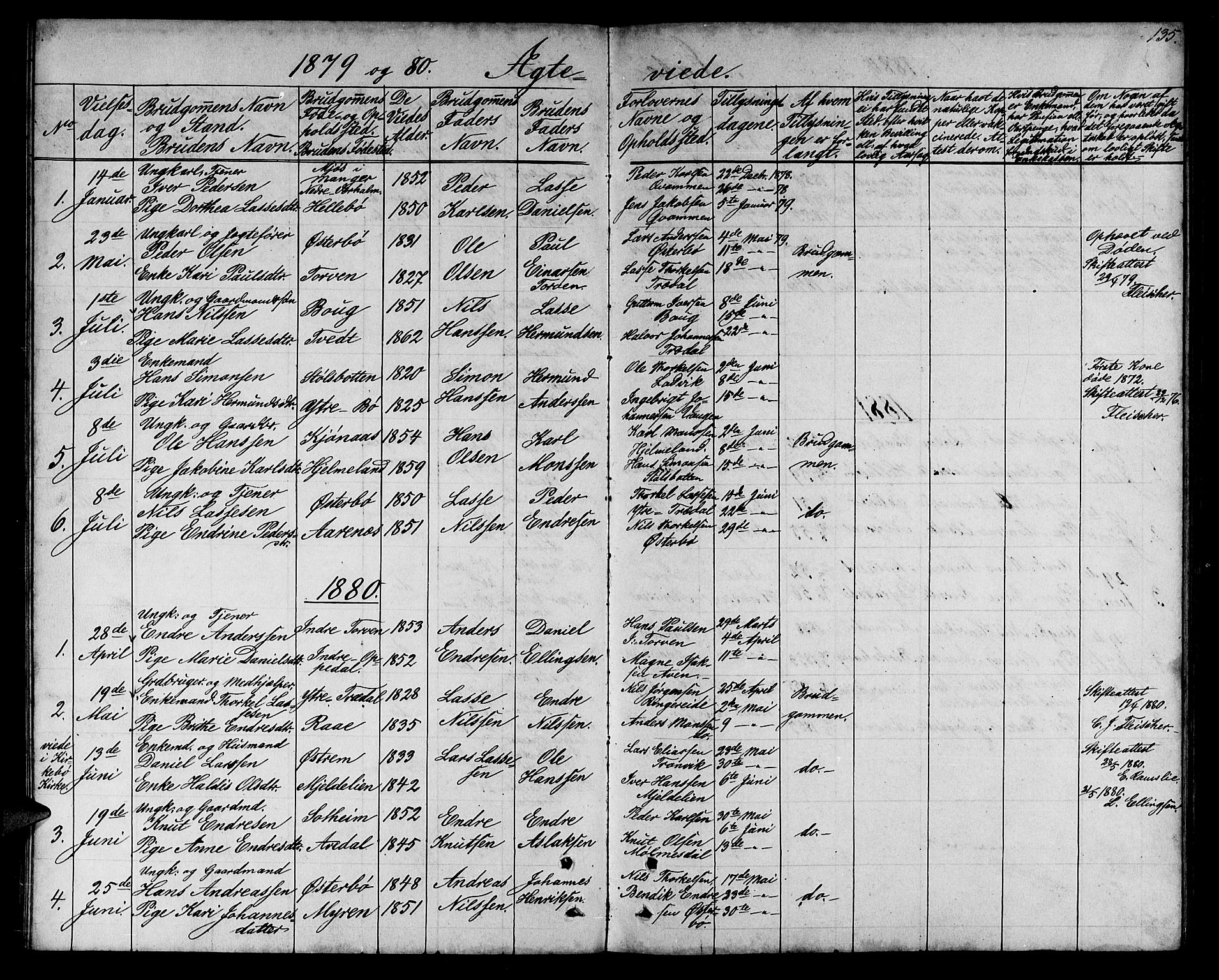 Lavik sokneprestembete, SAB/A-80901: Parish register (copy) no. A 1, 1854-1881, p. 135