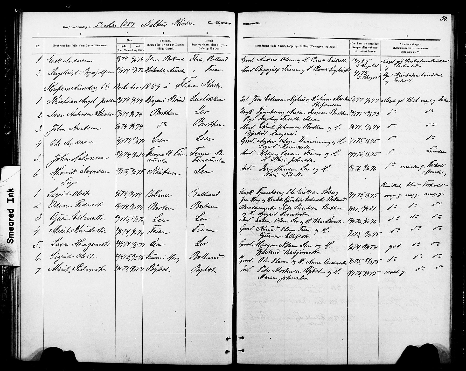 Ministerialprotokoller, klokkerbøker og fødselsregistre - Sør-Trøndelag, SAT/A-1456/693/L1123: Parish register (copy) no. 693C04, 1887-1910, p. 50