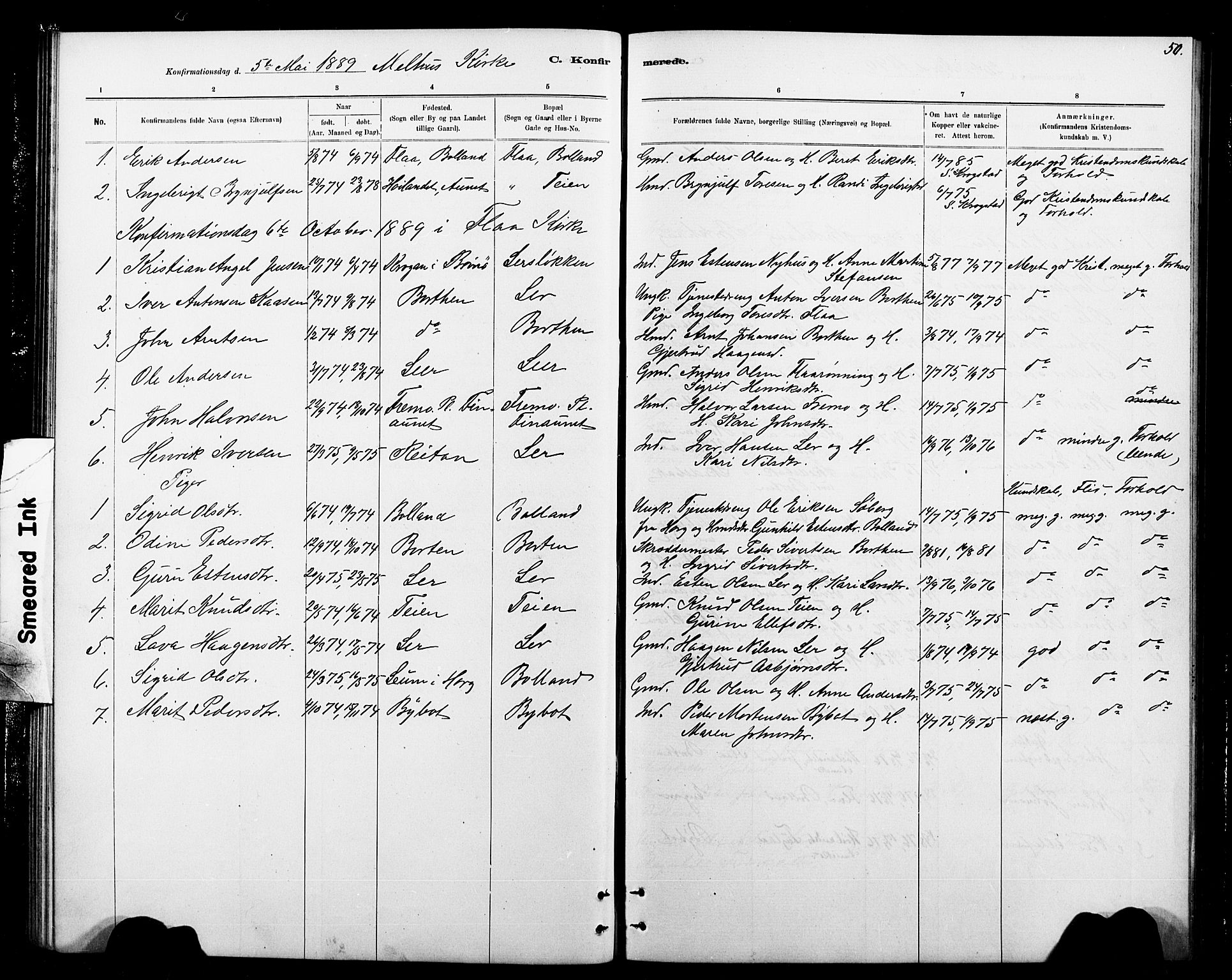 Ministerialprotokoller, klokkerbøker og fødselsregistre - Sør-Trøndelag, AV/SAT-A-1456/693/L1123: Parish register (copy) no. 693C04, 1887-1910, p. 50