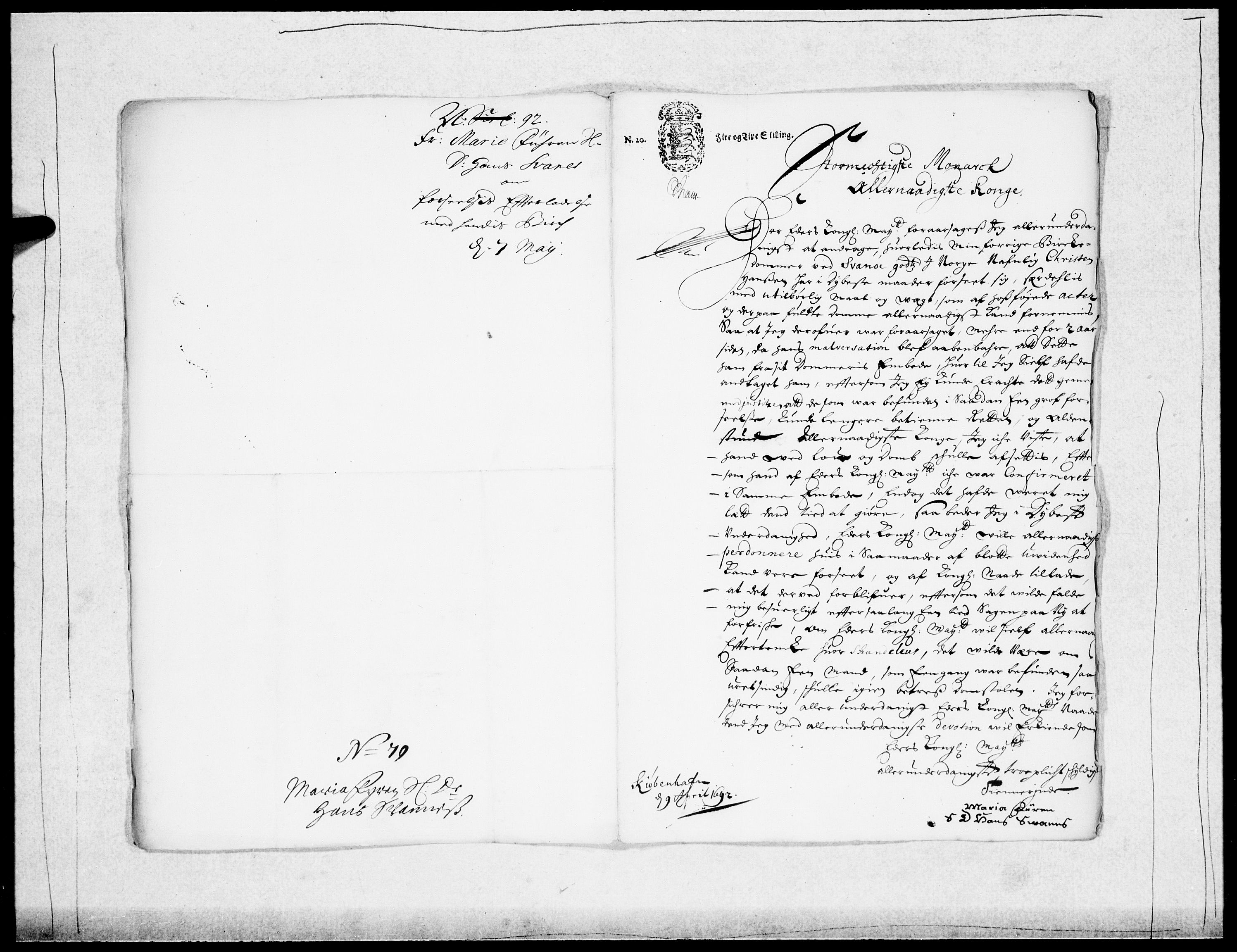 Danske Kanselli 1572-1799, AV/RA-EA-3023/F/Fc/Fcc/Fcca/L0045: Norske innlegg 1572-1799, 1691-1693, p. 122