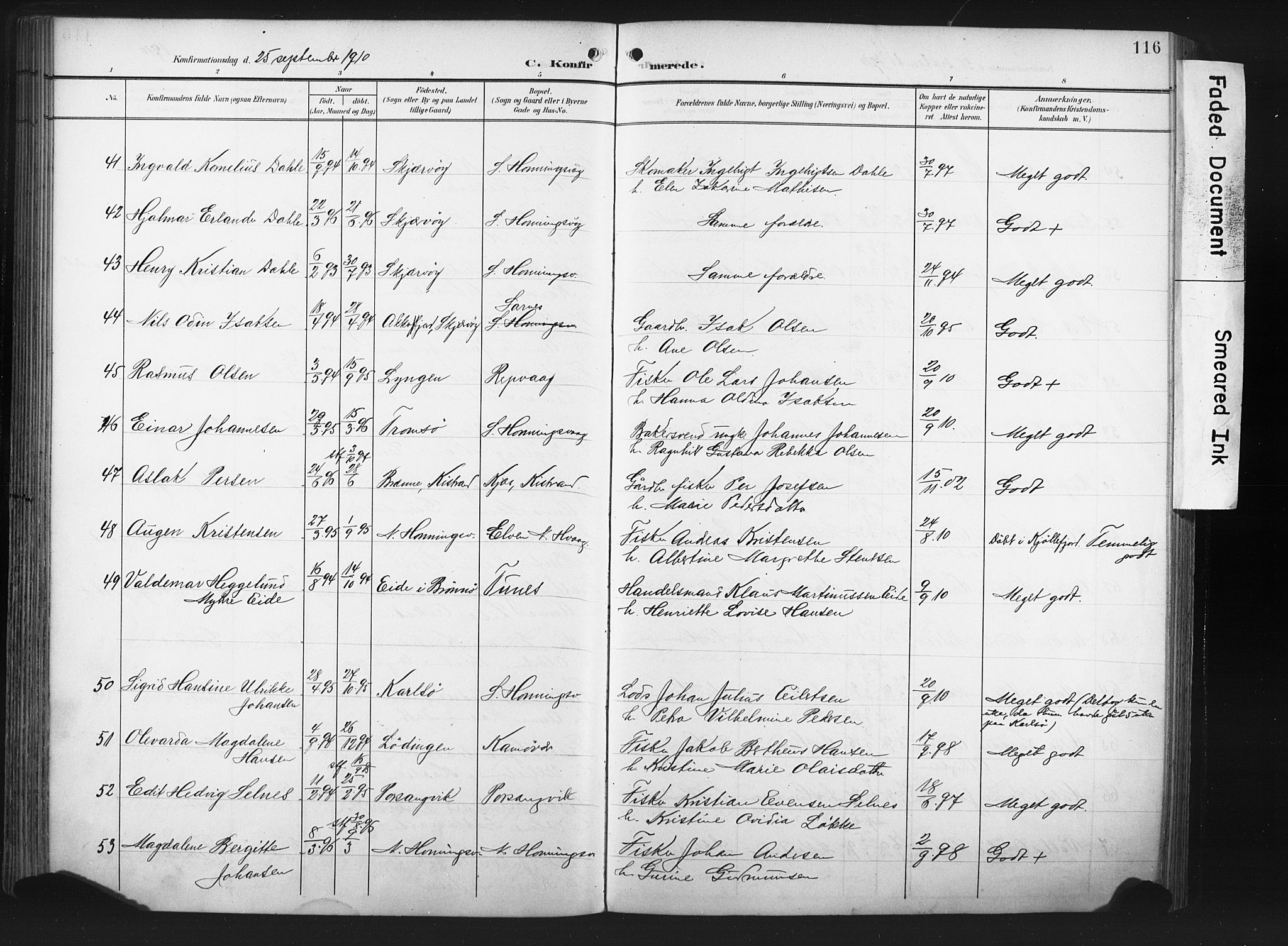 Måsøy sokneprestkontor, SATØ/S-1348/H/Ha/L0008kirke: Parish register (official) no. 8, 1900-1910, p. 116