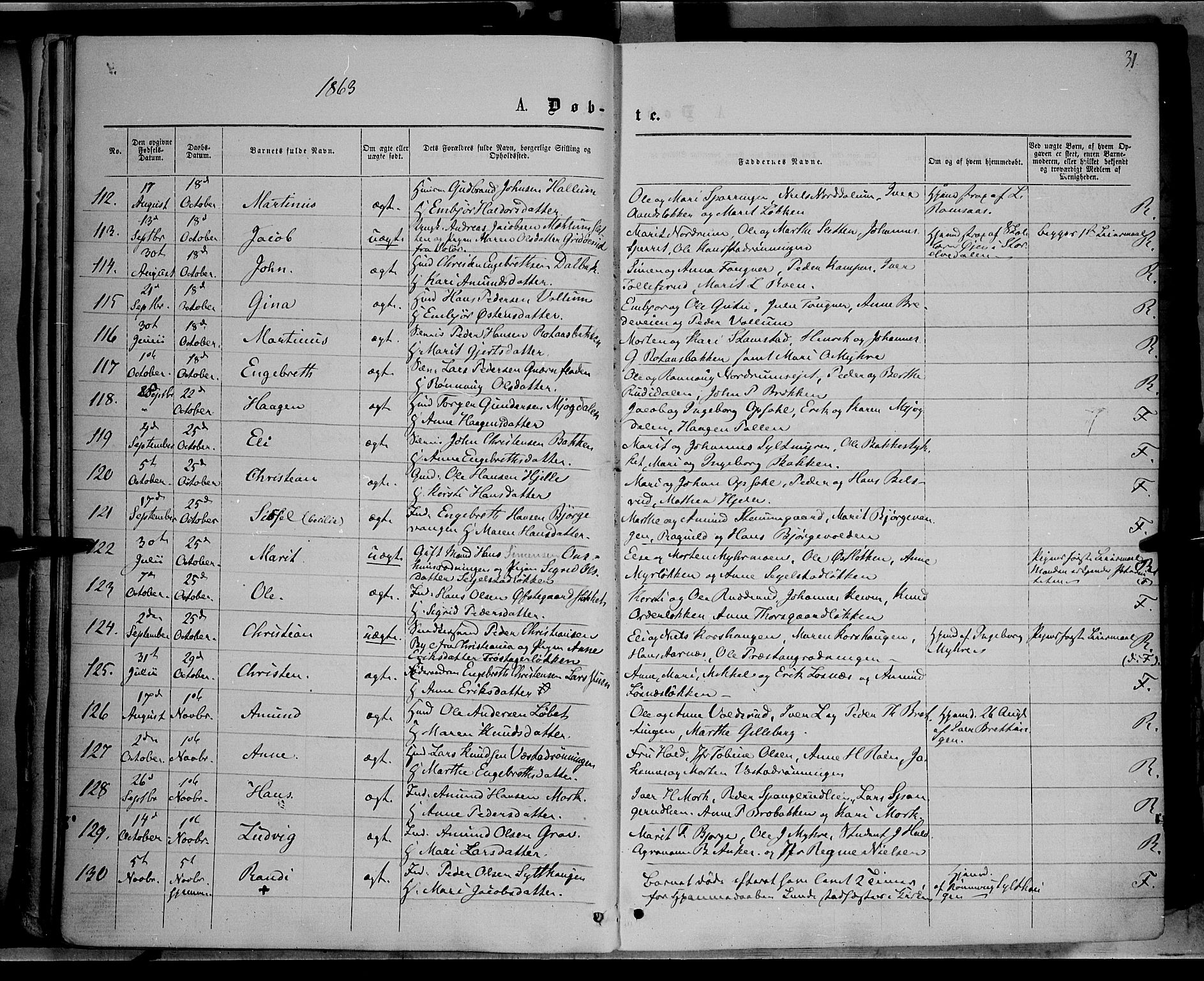 Ringebu prestekontor, AV/SAH-PREST-082/H/Ha/Haa/L0007: Parish register (official) no. 7, 1860-1877, p. 31