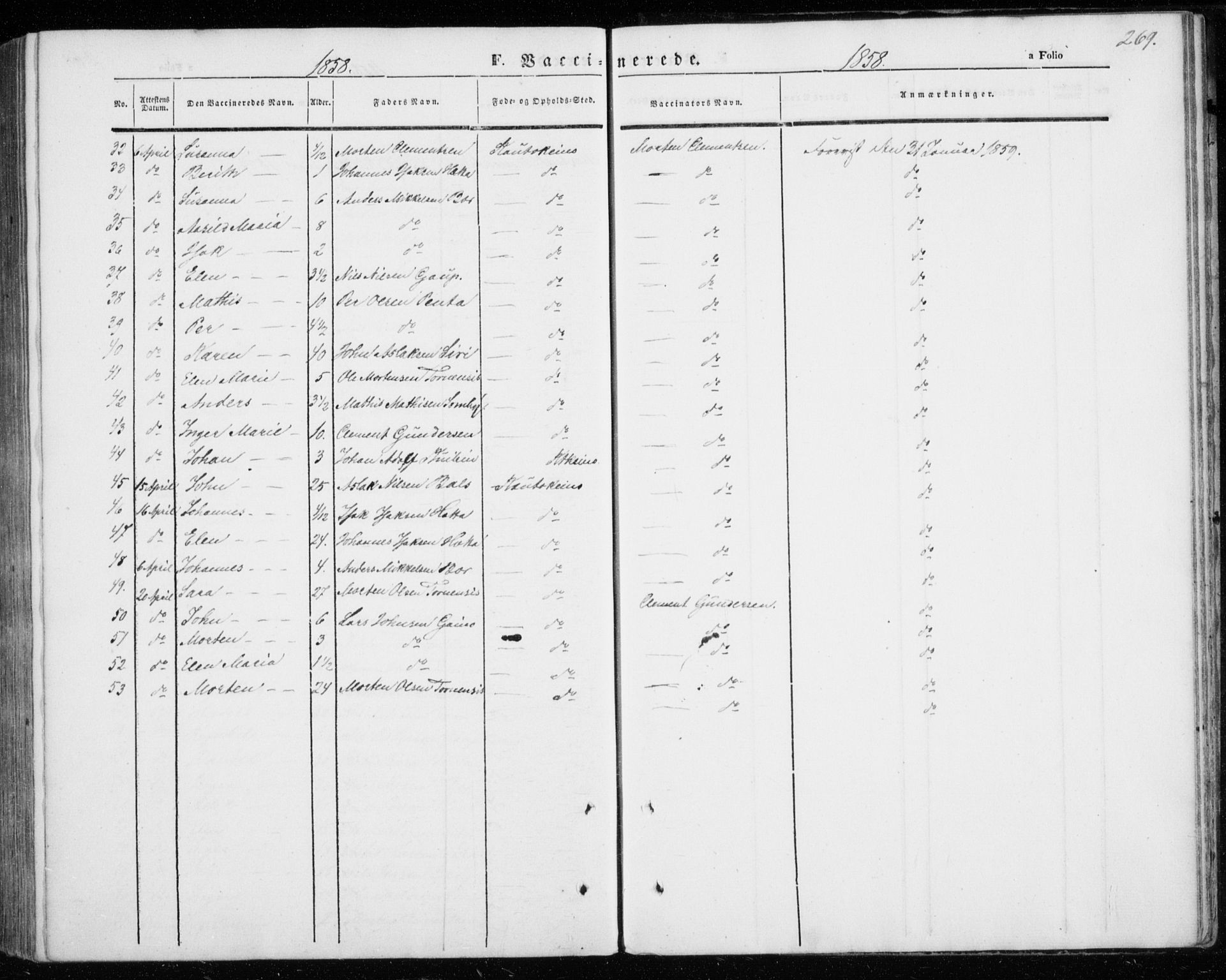 Kautokeino sokneprestembete, AV/SATØ-S-1340/H/Ha/L0002.kirke: Parish register (official) no. 2, 1843-1861, p. 269