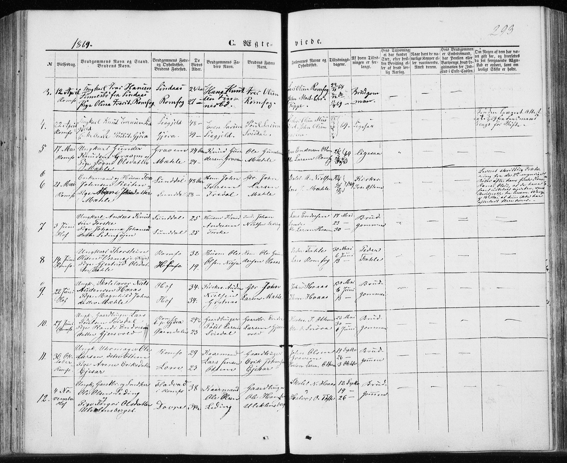 Ministerialprotokoller, klokkerbøker og fødselsregistre - Møre og Romsdal, AV/SAT-A-1454/590/L1013: Parish register (official) no. 590A05, 1847-1877, p. 293