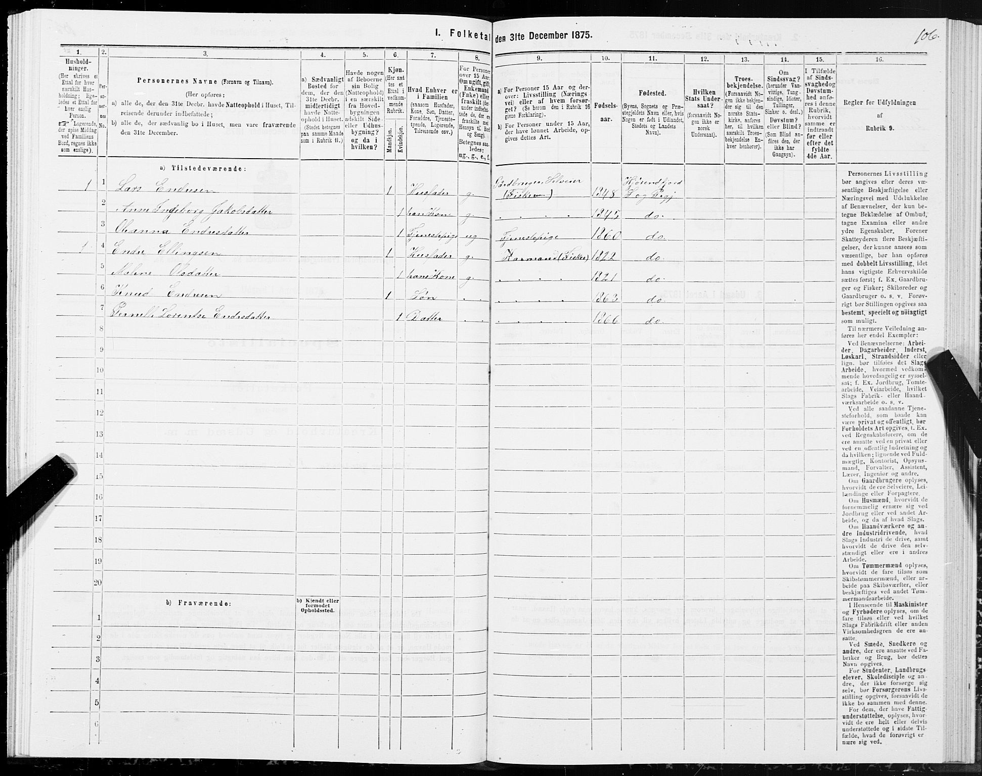 SAT, 1875 census for 1522P Hjørundfjord, 1875, p. 2106