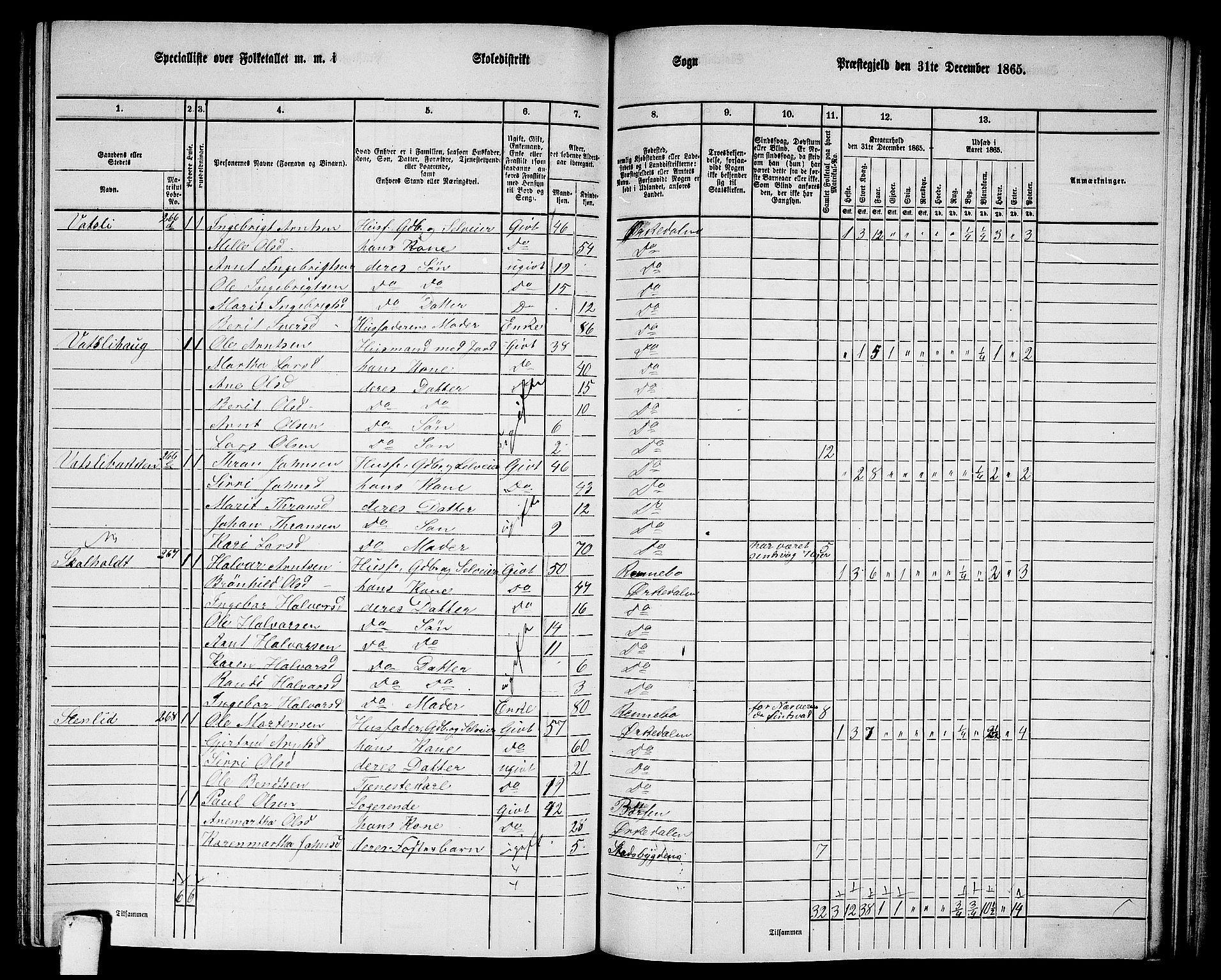 RA, 1865 census for Orkdal, 1865, p. 204