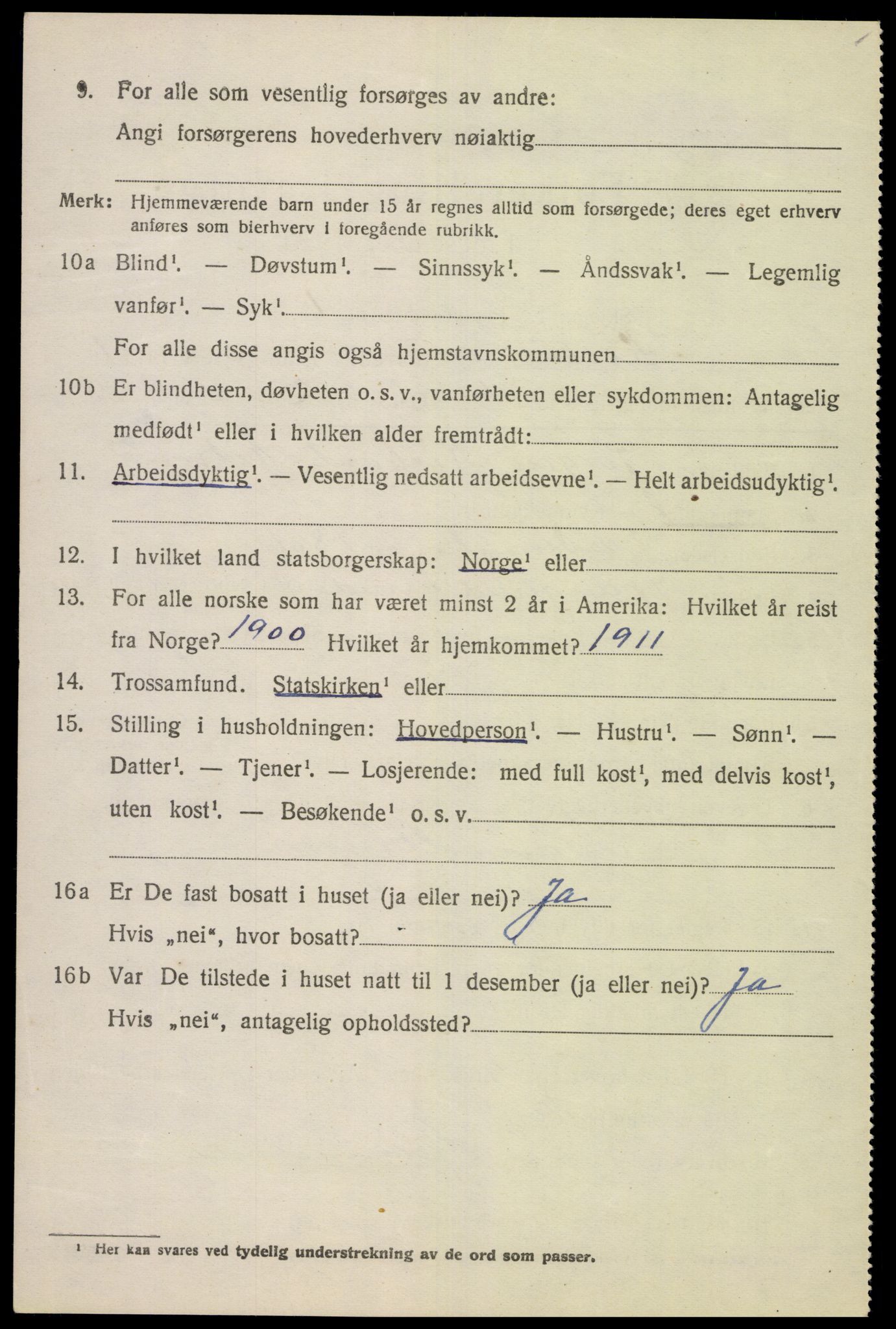 SAK, 1920 census for Lista, 1920, p. 2852