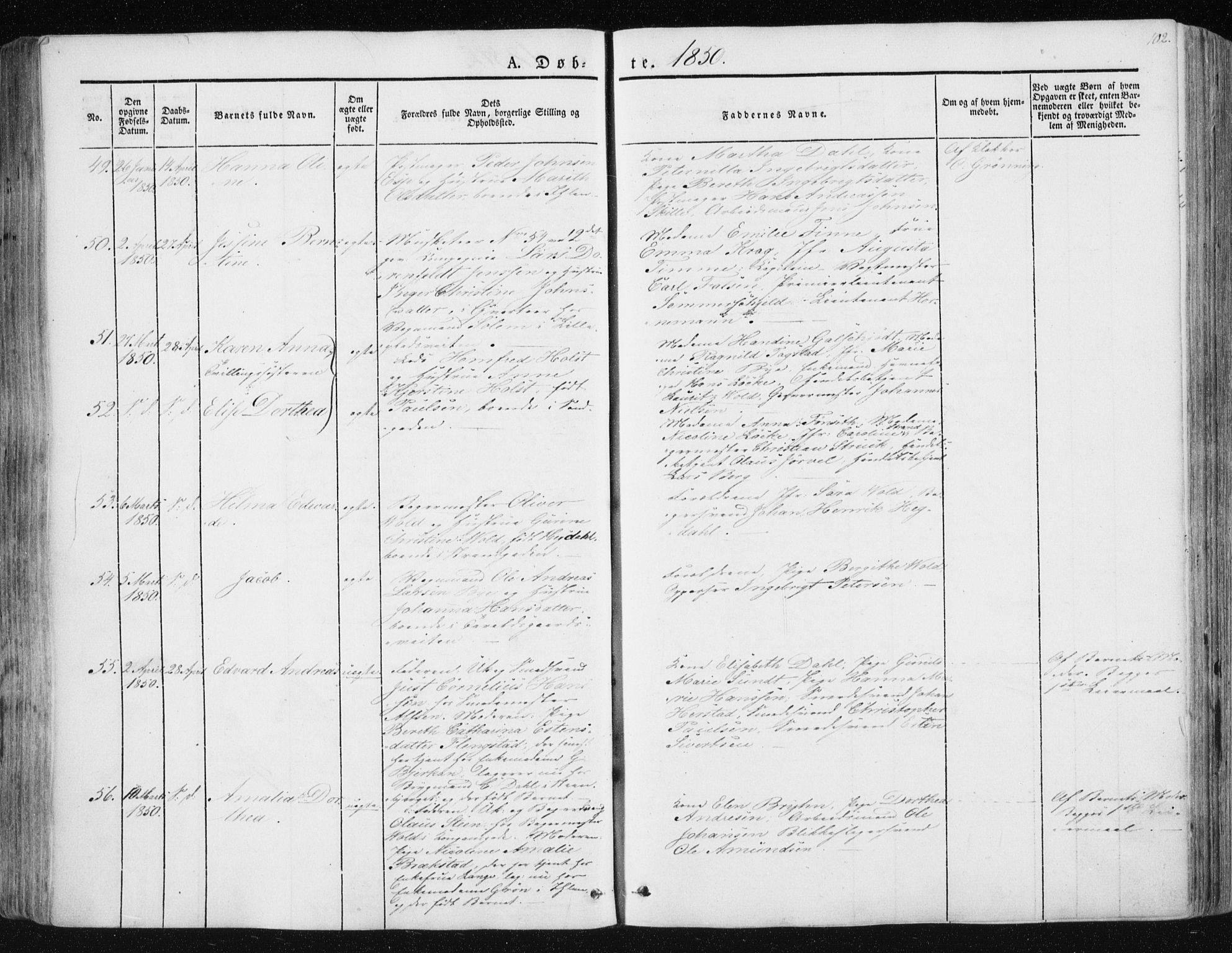 Ministerialprotokoller, klokkerbøker og fødselsregistre - Sør-Trøndelag, AV/SAT-A-1456/602/L0110: Parish register (official) no. 602A08, 1840-1854, p. 102