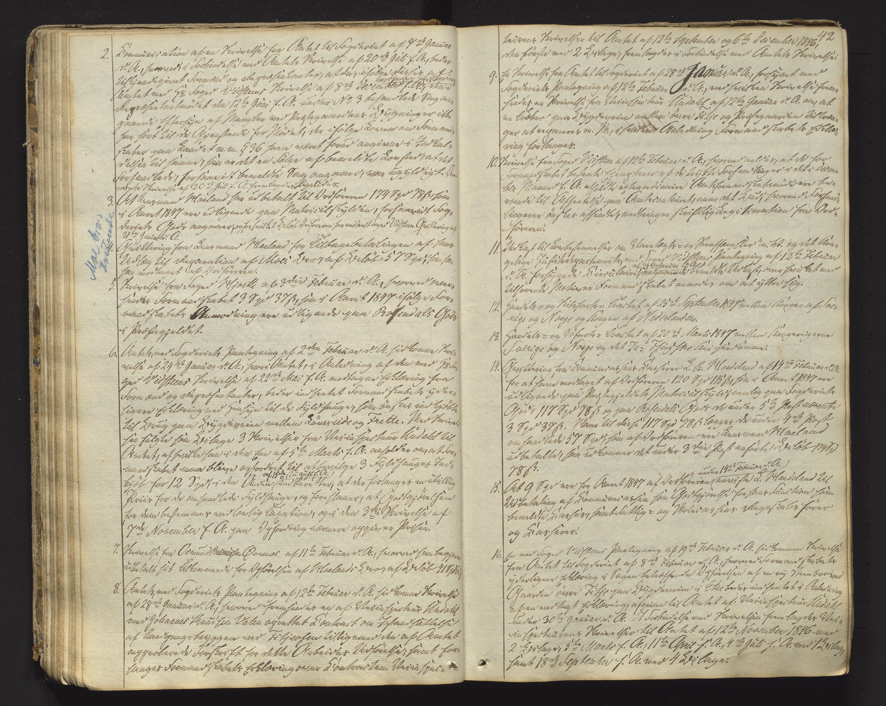 Etne kommune. Formannskapet, IKAH/1211-021/A/Aa/L0001: Møtebok for formannskap og heradsstyre, 1838-1861, p. 42