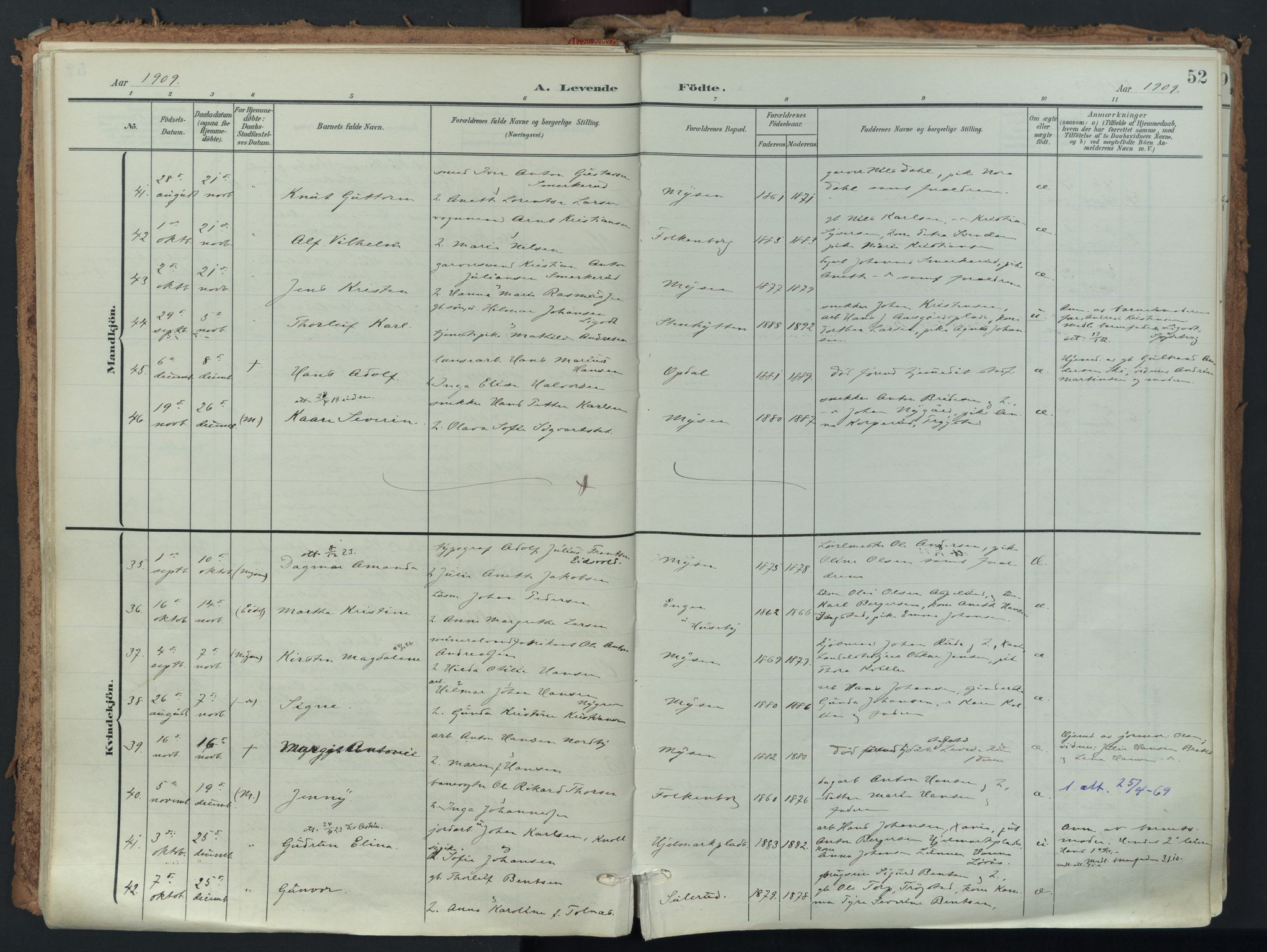 Eidsberg prestekontor Kirkebøker, AV/SAO-A-10905/F/Fa/L0014: Parish register (official) no. I 14, 1902-1919, p. 52