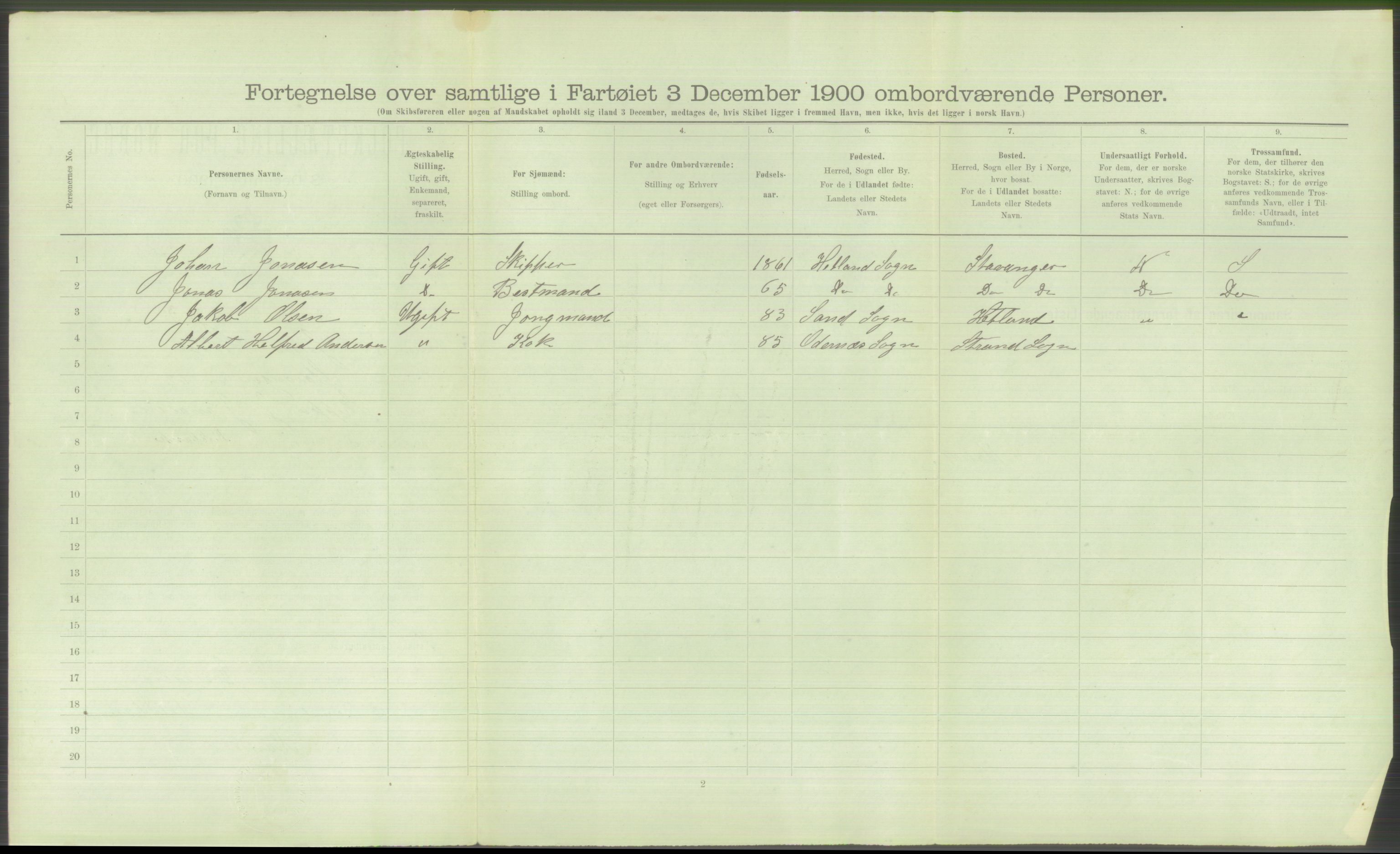 RA, 1900 Census - ship lists from ships in Norwegian harbours, harbours abroad and at sea, 1900, p. 792