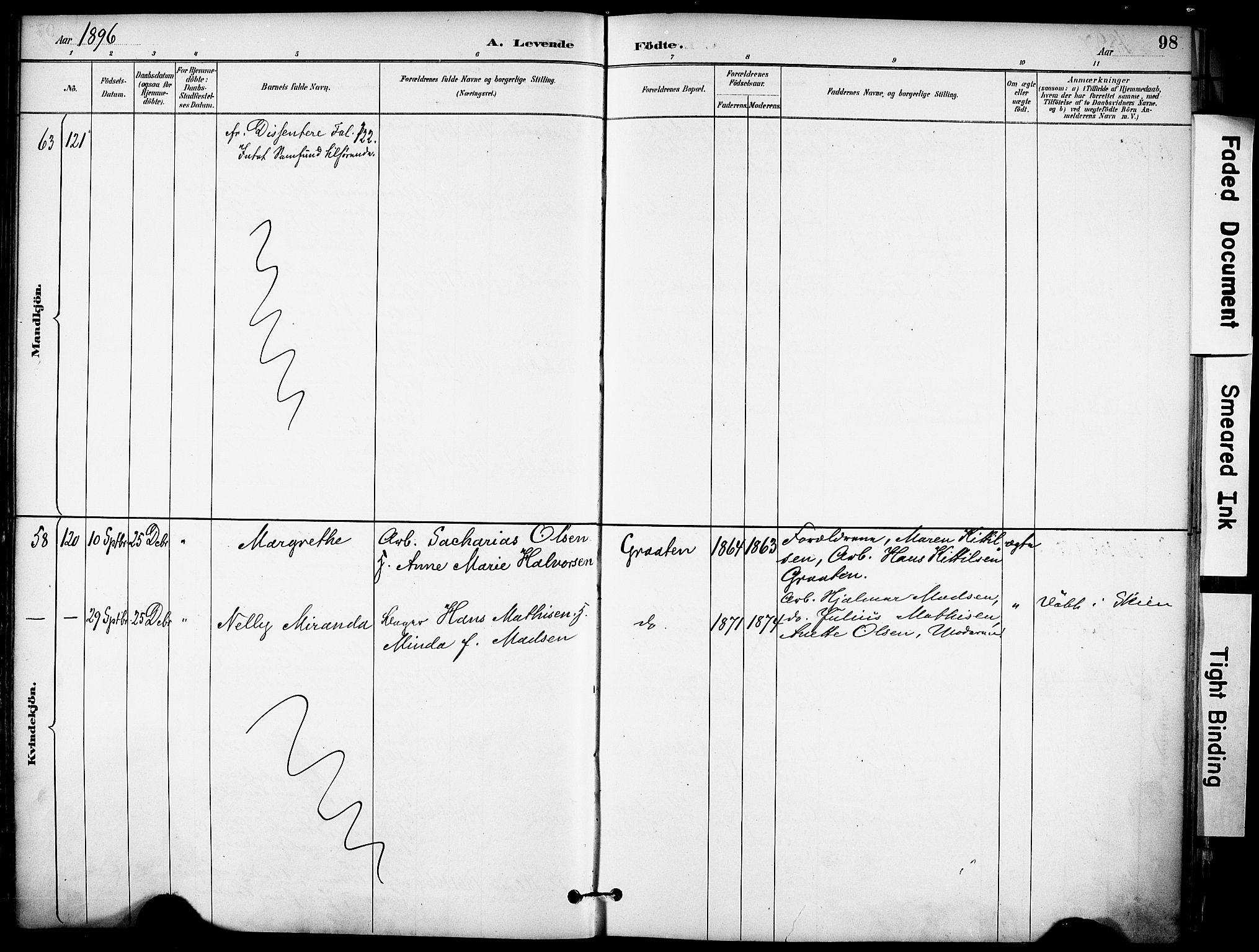 Solum kirkebøker, SAKO/A-306/F/Fa/L0010: Parish register (official) no. I 10, 1888-1898, p. 98