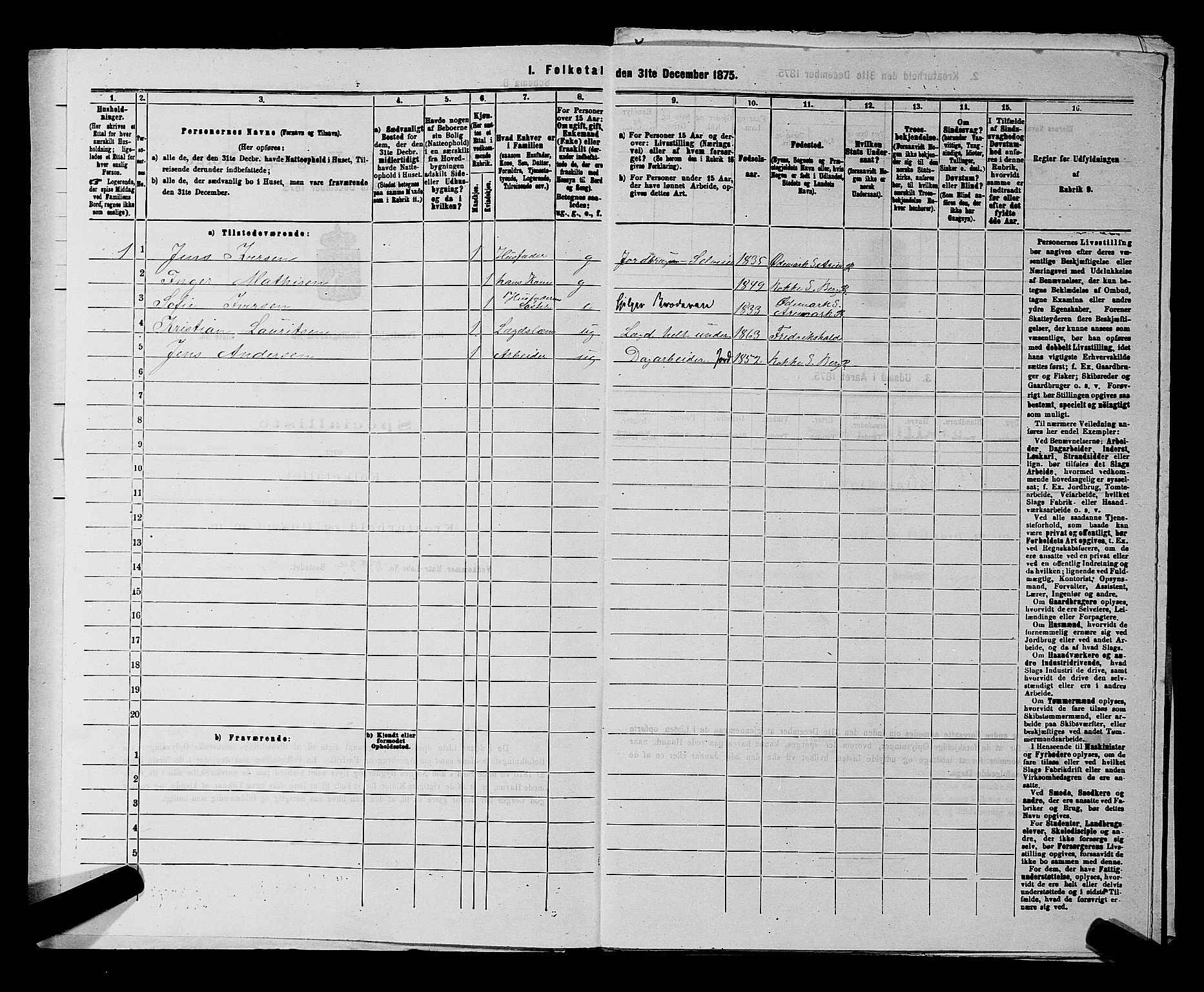 RA, 1875 census for 0116P Berg, 1875, p. 1176