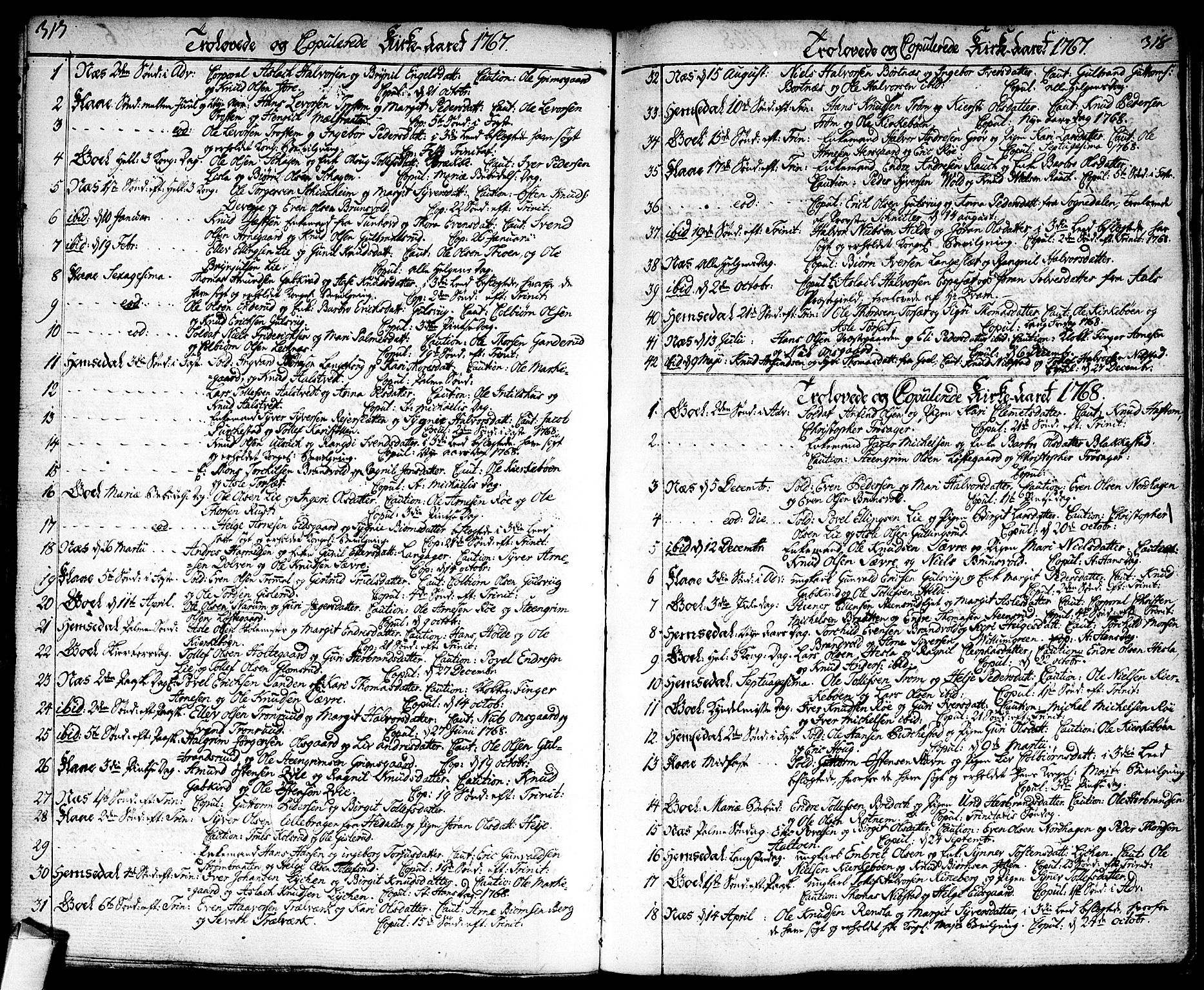 Nes kirkebøker, SAKO/A-236/F/Fa/L0004: Parish register (official) no. 4, 1764-1786, p. 317-318