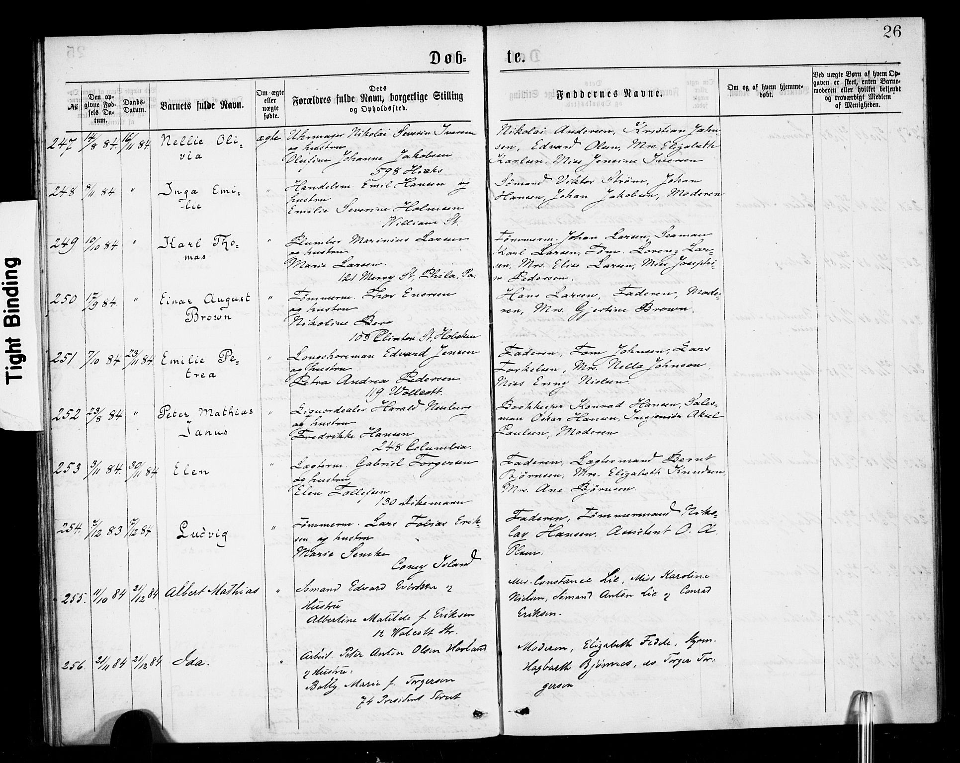 Den norske sjømannsmisjon i utlandet/New York, SAB/SAB/PA-0110/H/Ha/L0001: Parish register (official) no. A 1, 1878-1885, p. 26