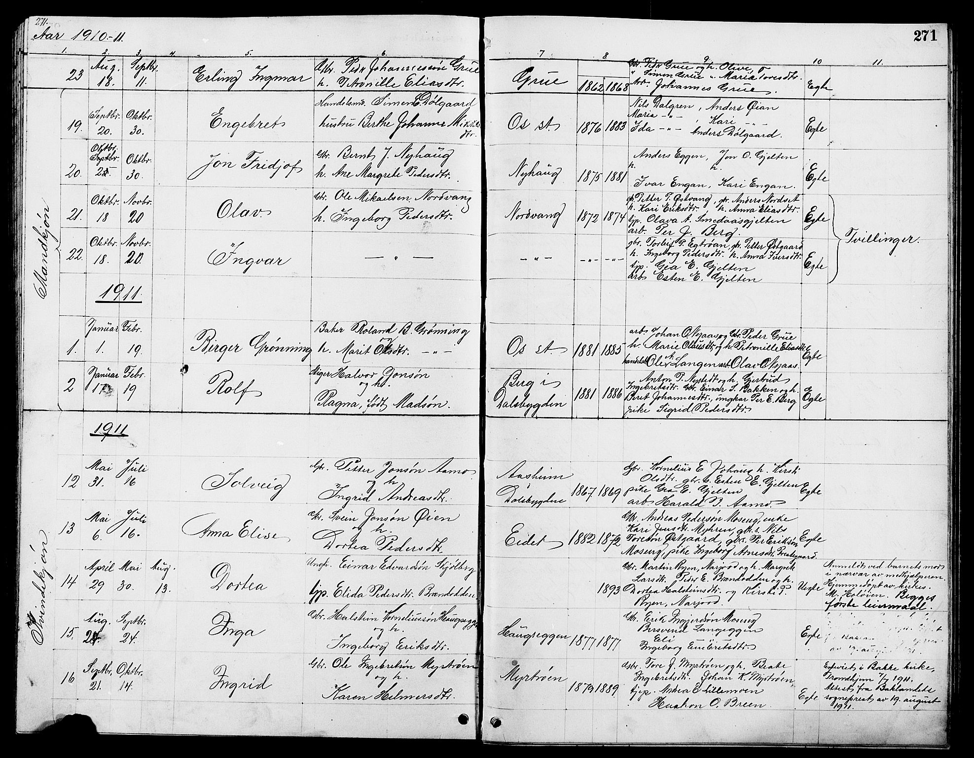 Tolga prestekontor, AV/SAH-PREST-062/L/L0008: Parish register (copy) no. 8, 1887-1912, p. 271