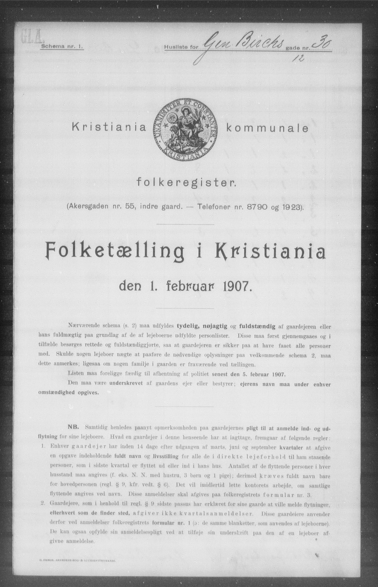 OBA, Municipal Census 1907 for Kristiania, 1907, p. 14598