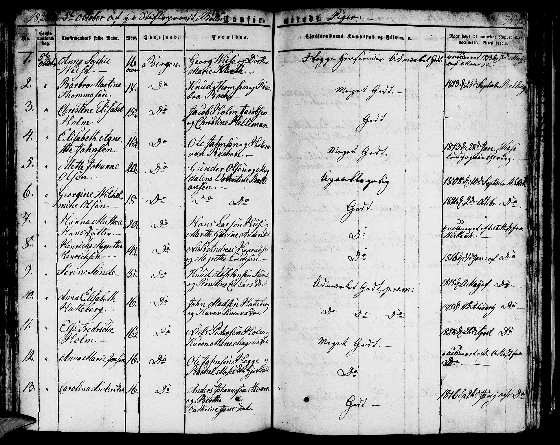 Domkirken sokneprestembete, SAB/A-74801/H/Hab/L0002: Parish register (copy) no. A 2, 1821-1839, p. 354