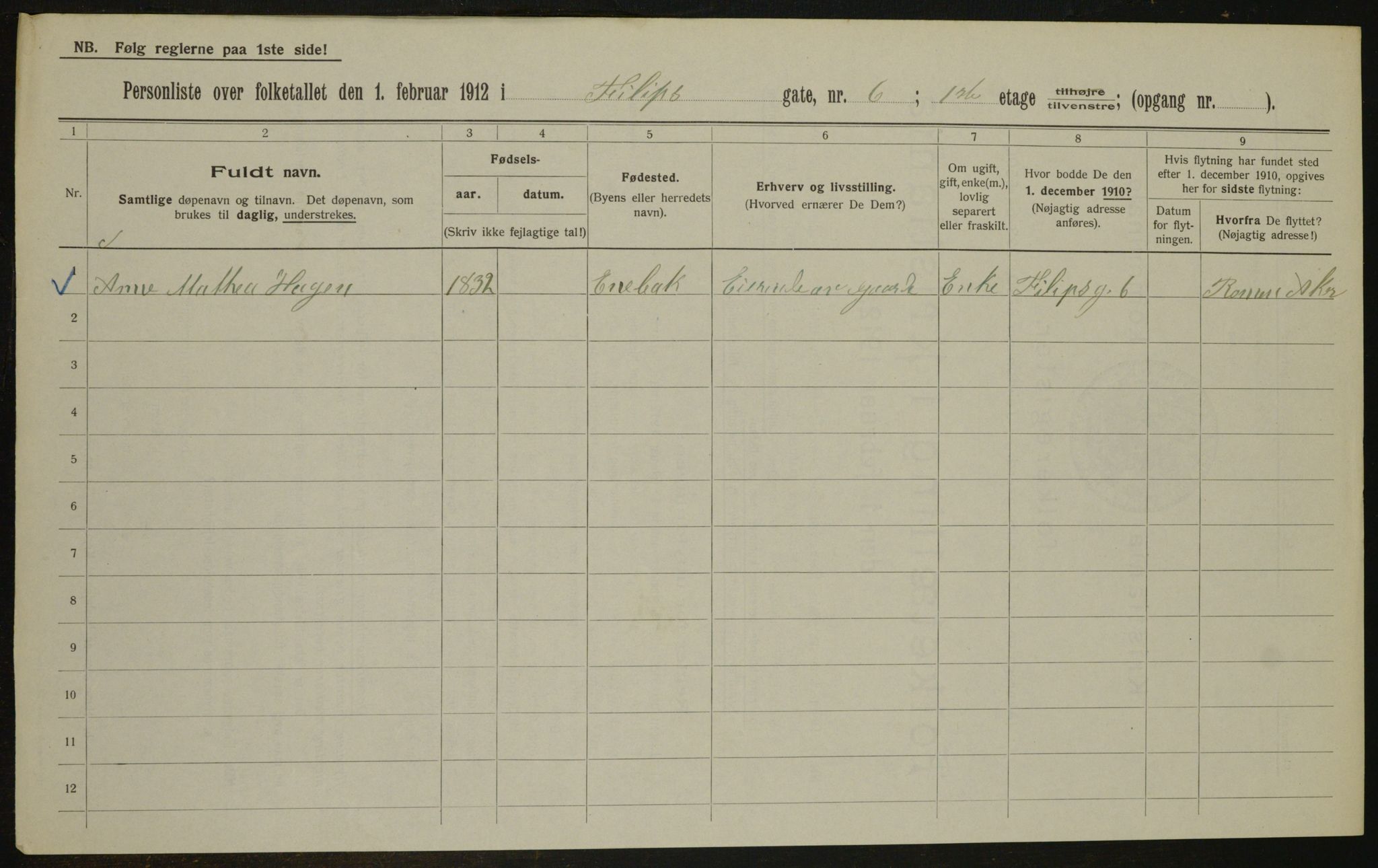 OBA, Municipal Census 1912 for Kristiania, 1912, p. 24226