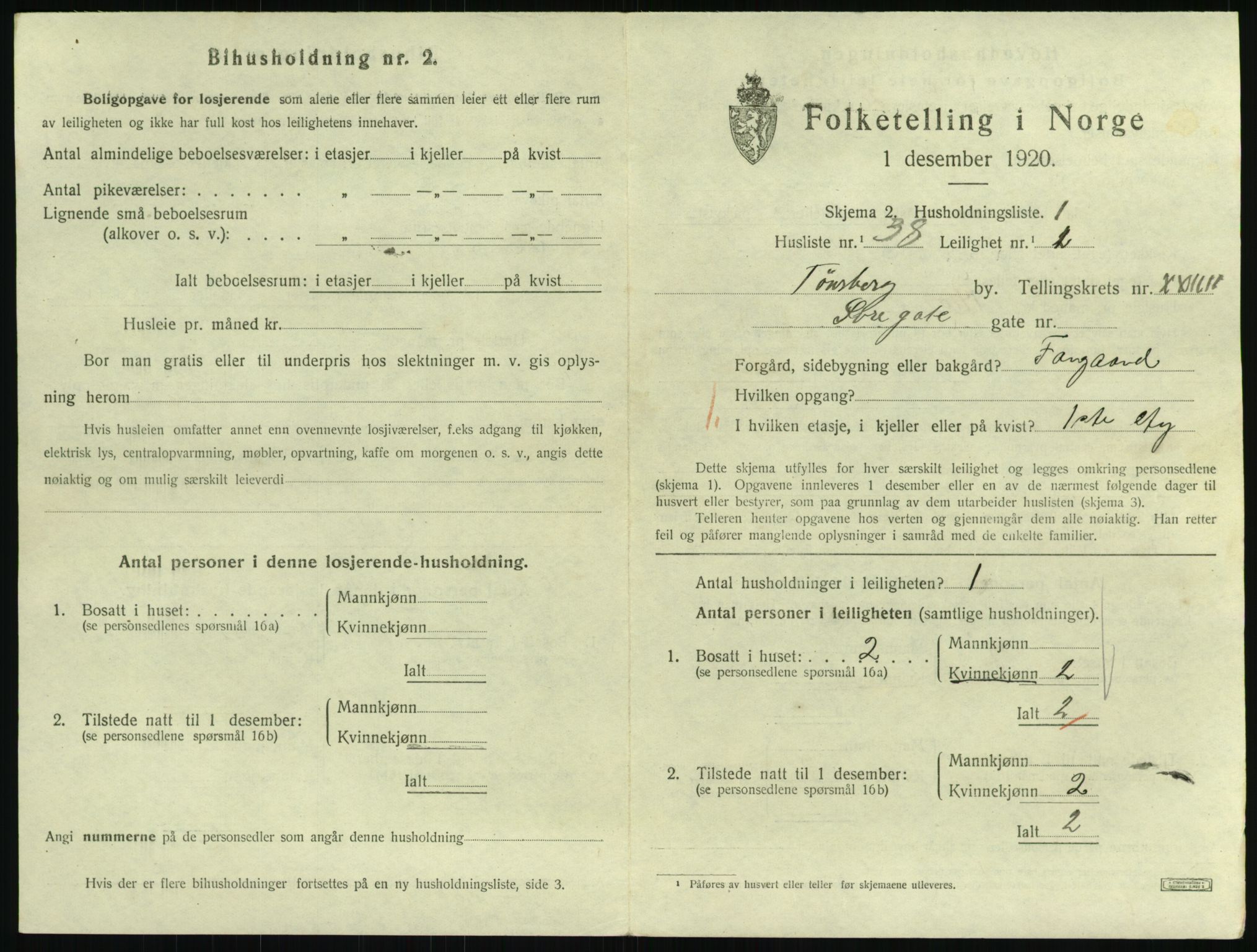 SAKO, 1920 census for Tønsberg, 1920, p. 8599