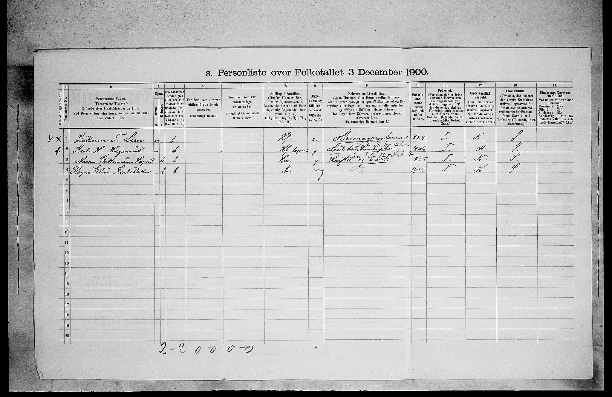 SAH, 1900 census for Eidskog, 1900, p. 1298