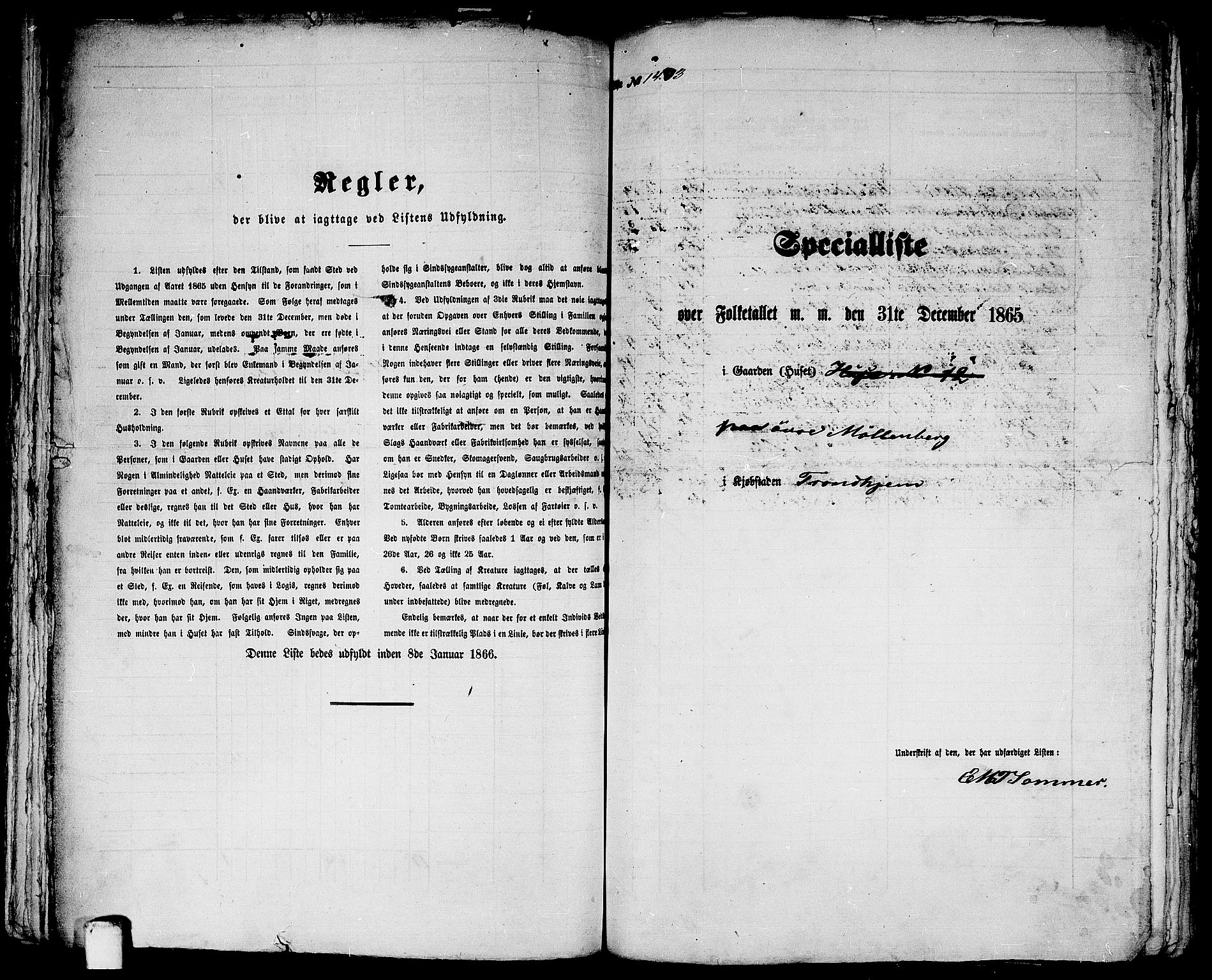 RA, 1865 census for Trondheim, 1865, p. 2905