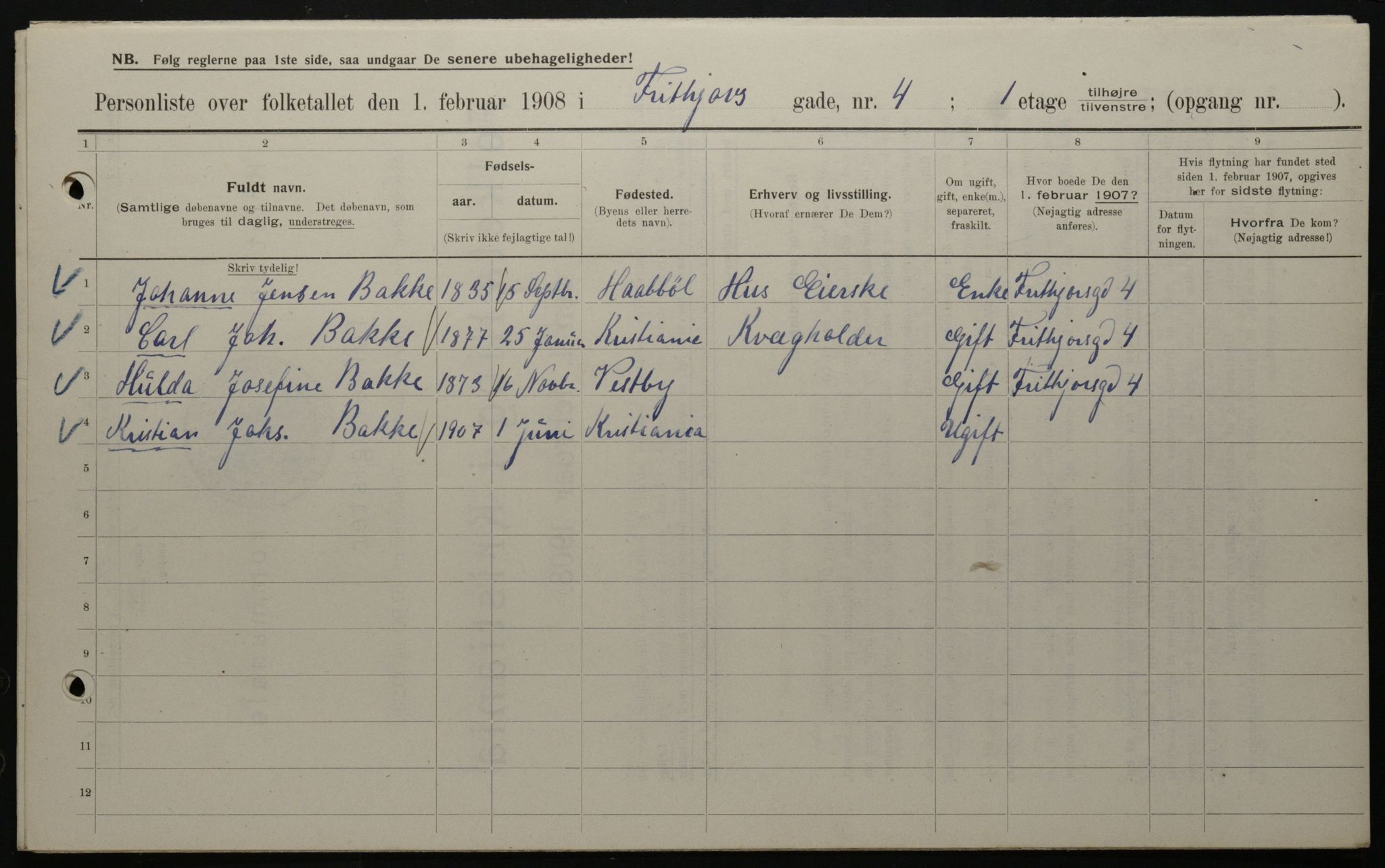 OBA, Municipal Census 1908 for Kristiania, 1908, p. 24217