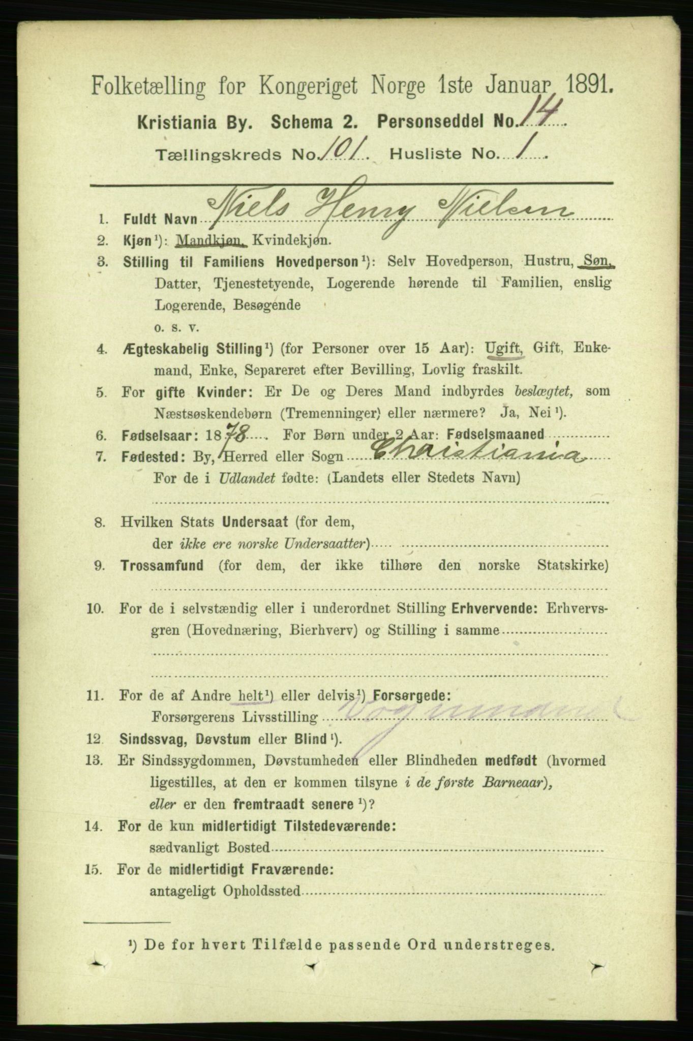 RA, 1891 census for 0301 Kristiania, 1891, p. 50019