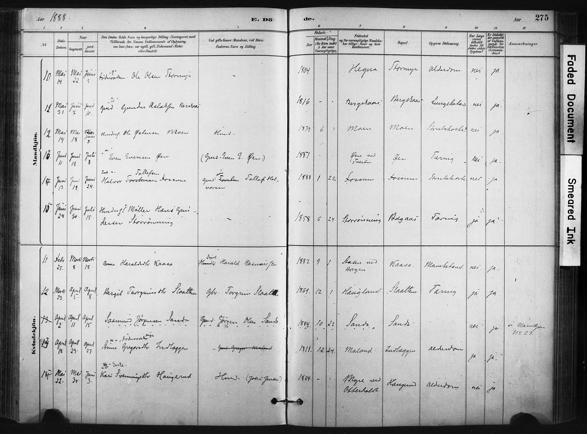 Bø kirkebøker, AV/SAKO-A-257/F/Fa/L0010: Parish register (official) no. 10, 1880-1892, p. 275