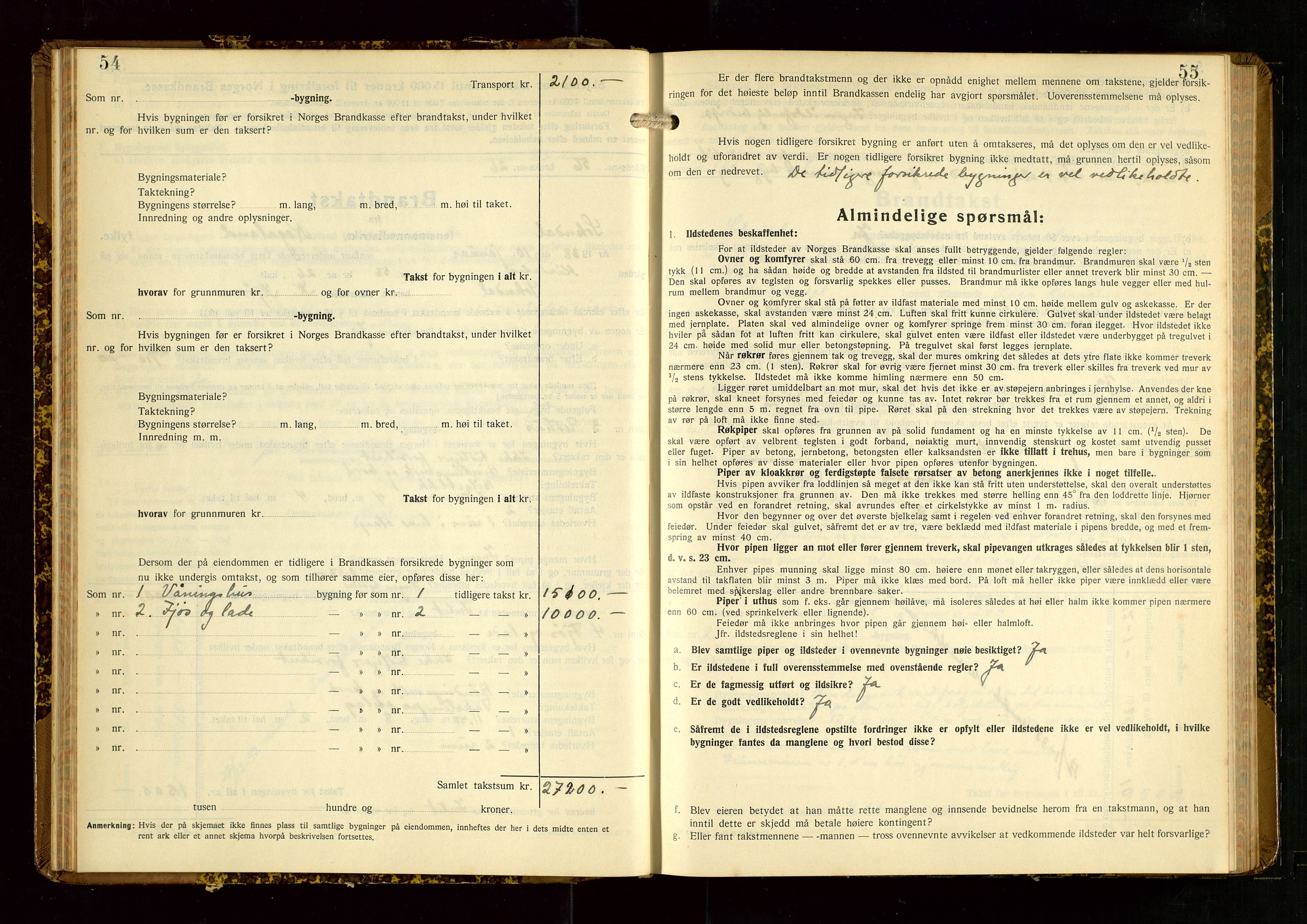 Sokndal lensmannskontor, SAST/A-100417/Gob/L0008: "Brandtakst-Protokoll", 1937-1955, p. 54-55